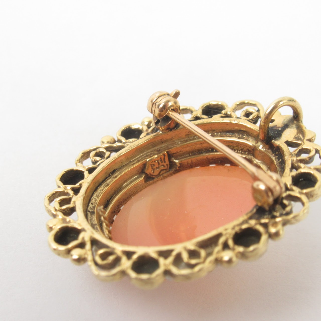 14K Gold Shell Cameo Brooch/Pendant