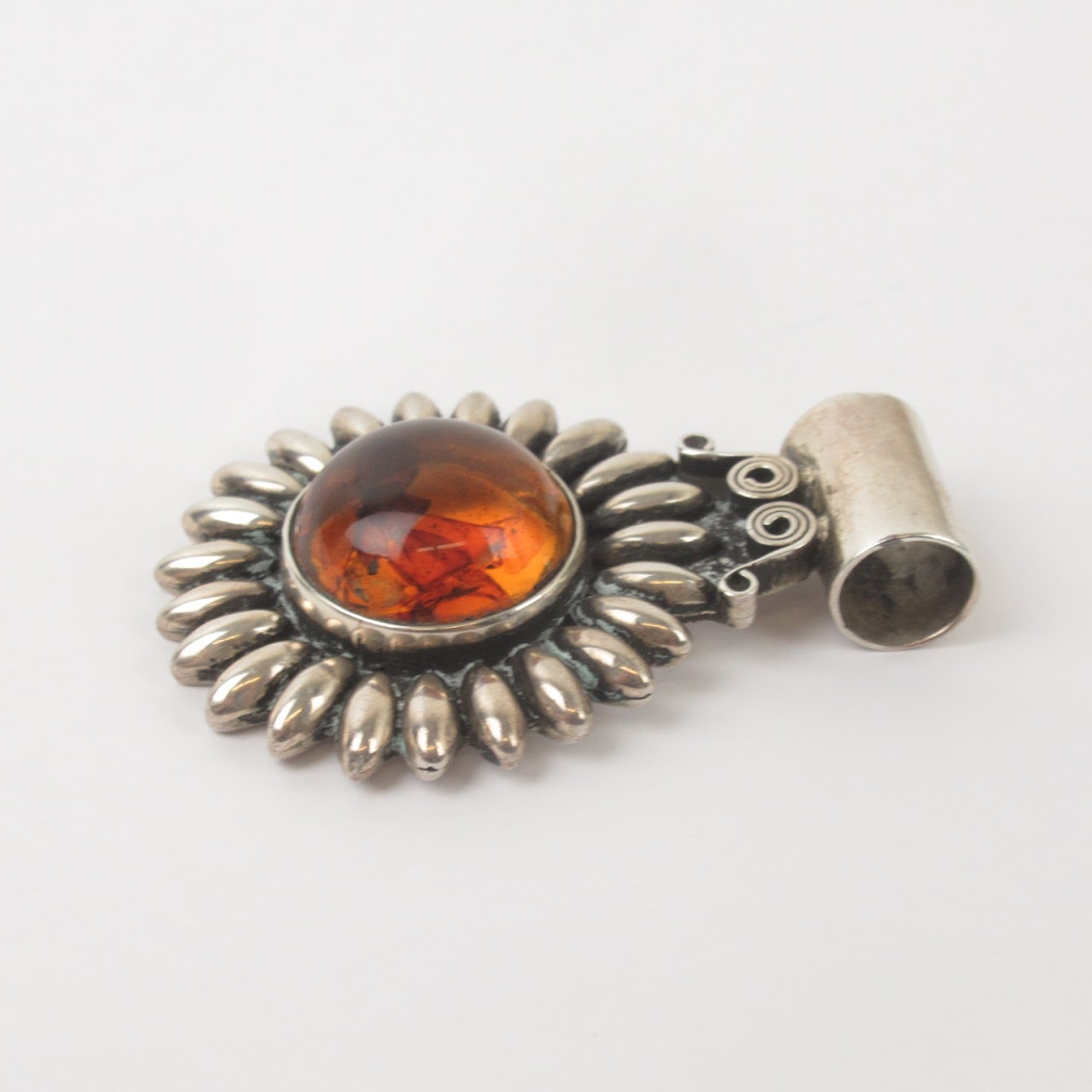 Sterling Silver & Amber Pendant