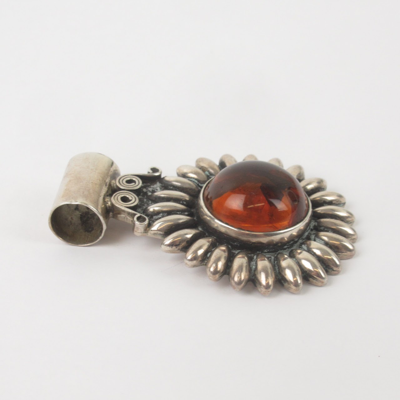 Sterling Silver & Amber Pendant