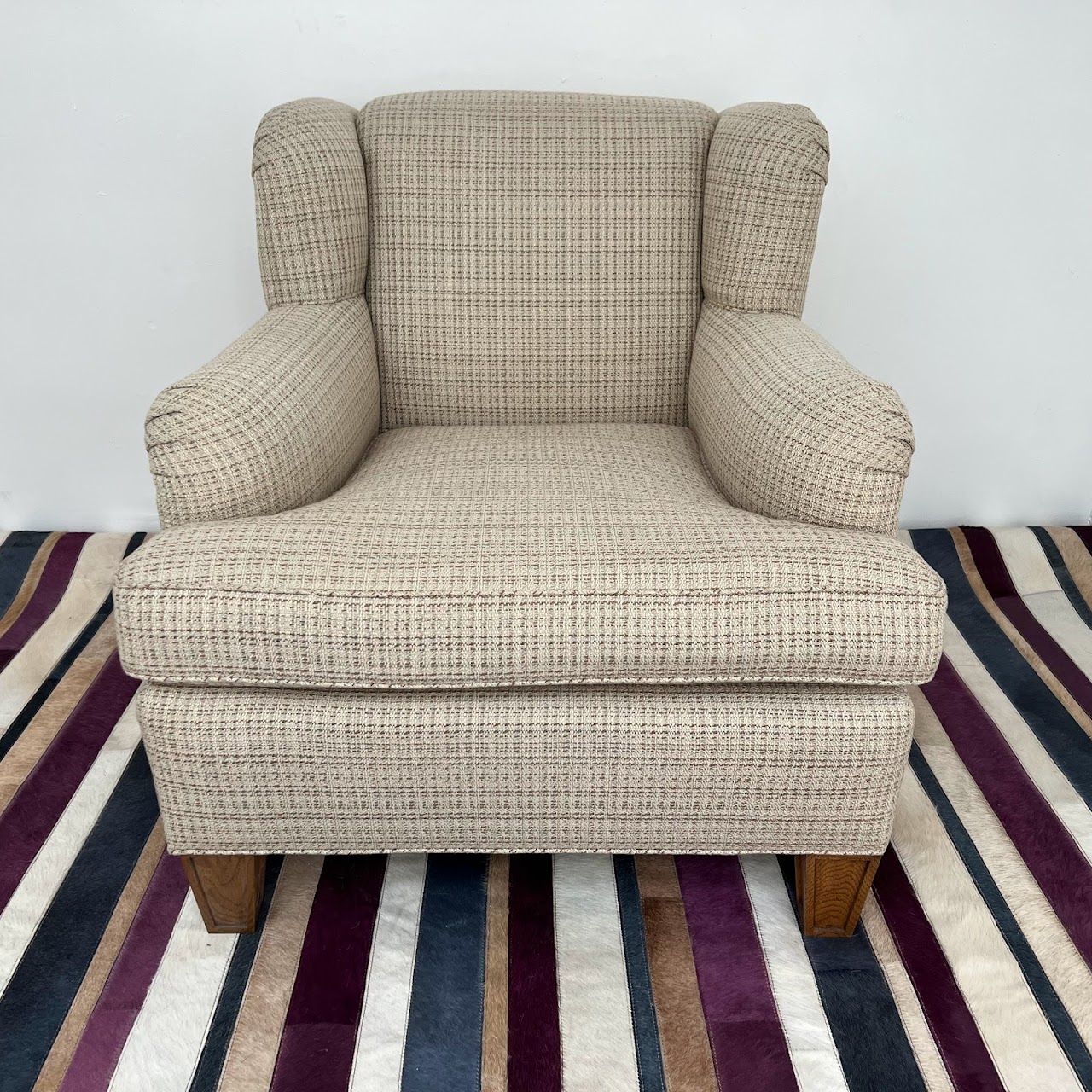 Custom Scroll-Arm Tweed Armchair