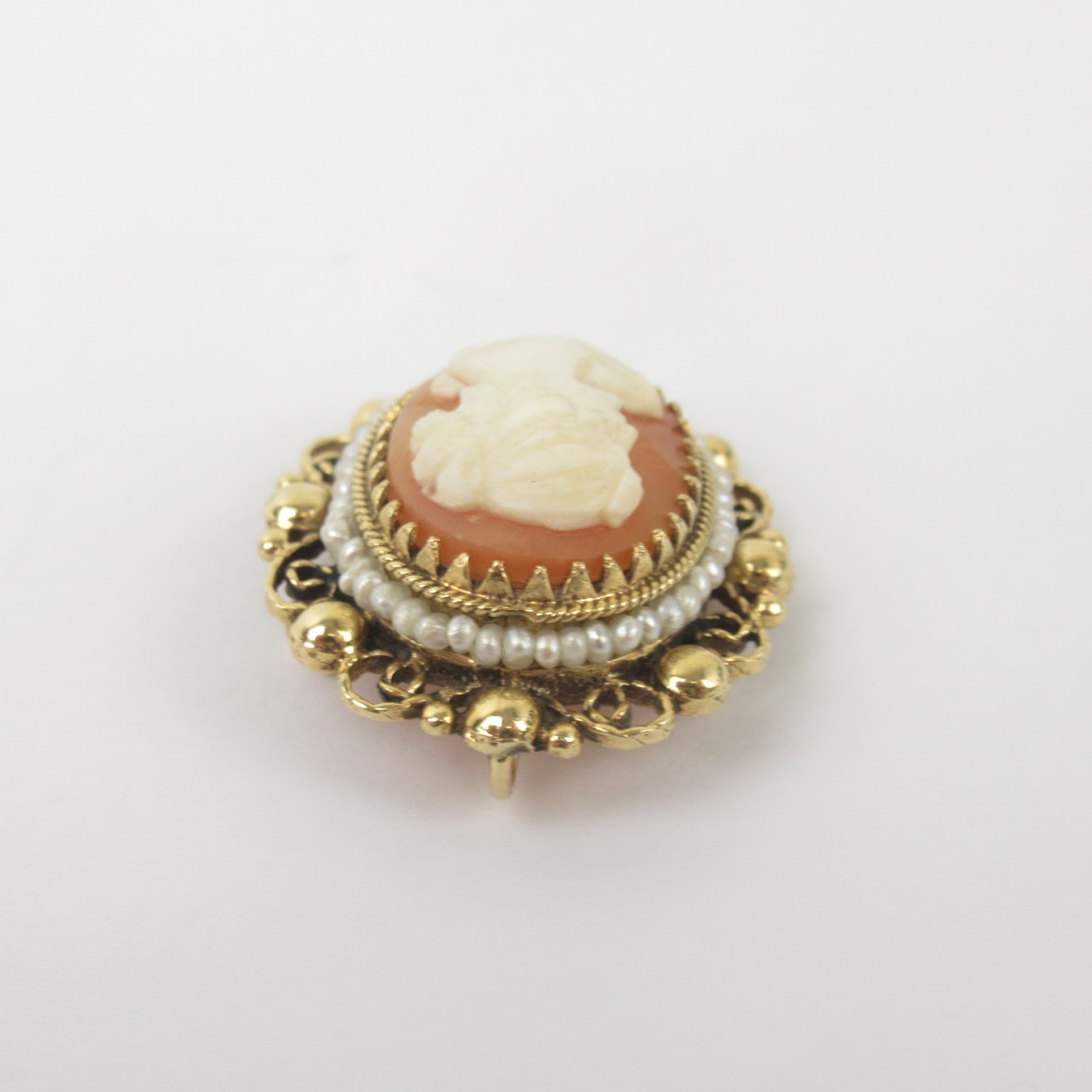 14K Gold Shell Cameo Brooch/Pendant