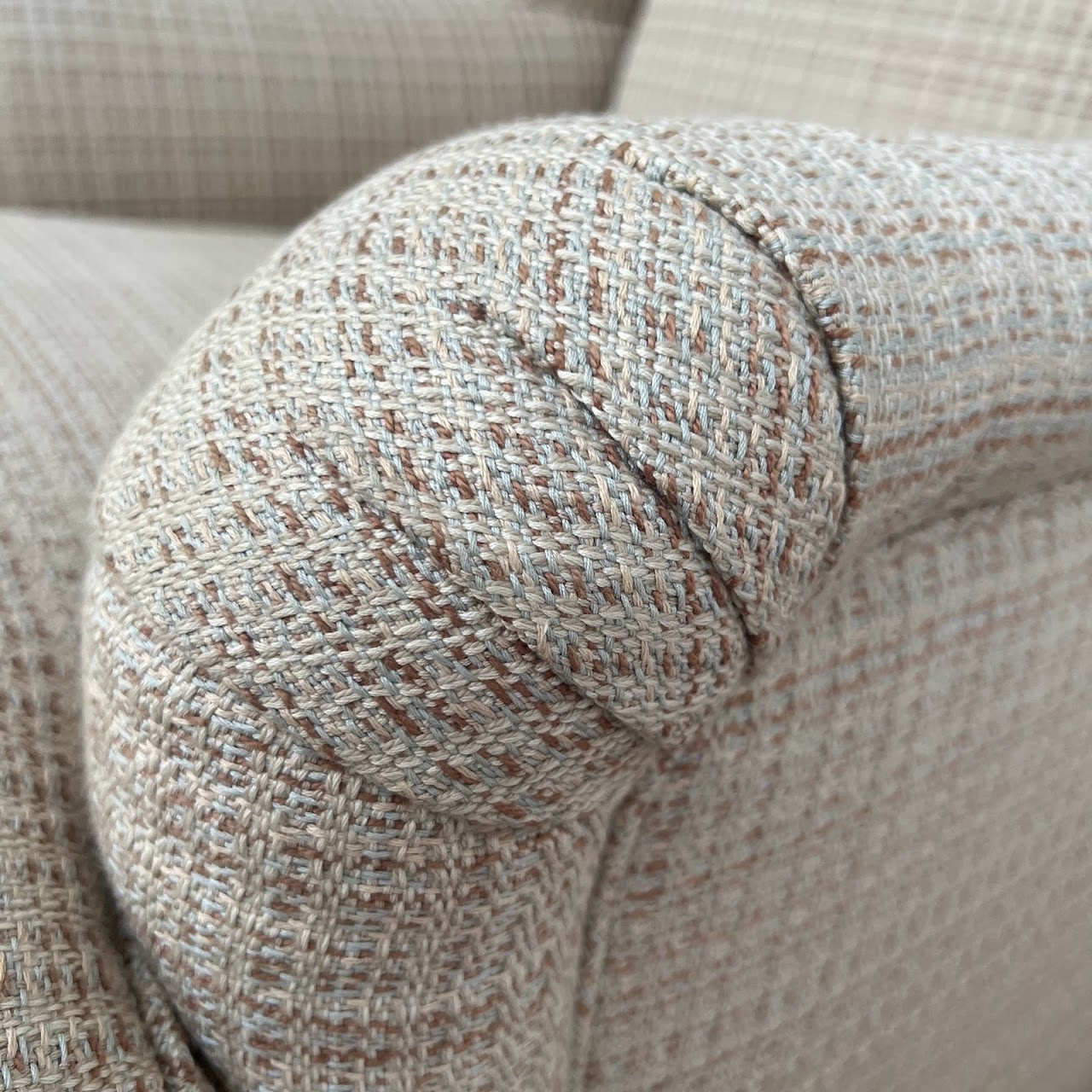 Custom Scroll-Arm Tweed Armchair