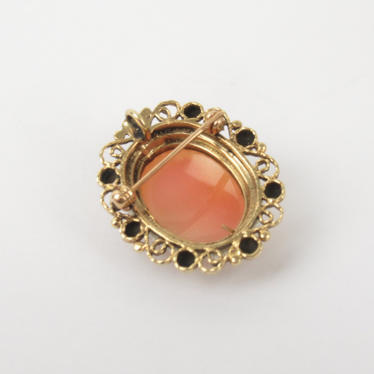 14K Gold Shell Cameo Brooch/Pendant