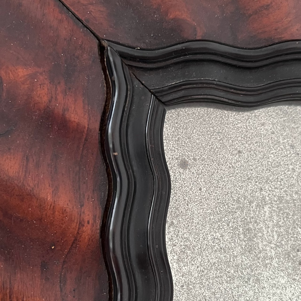 Antique Ebonized Mahogany Ripple Framed Mirror