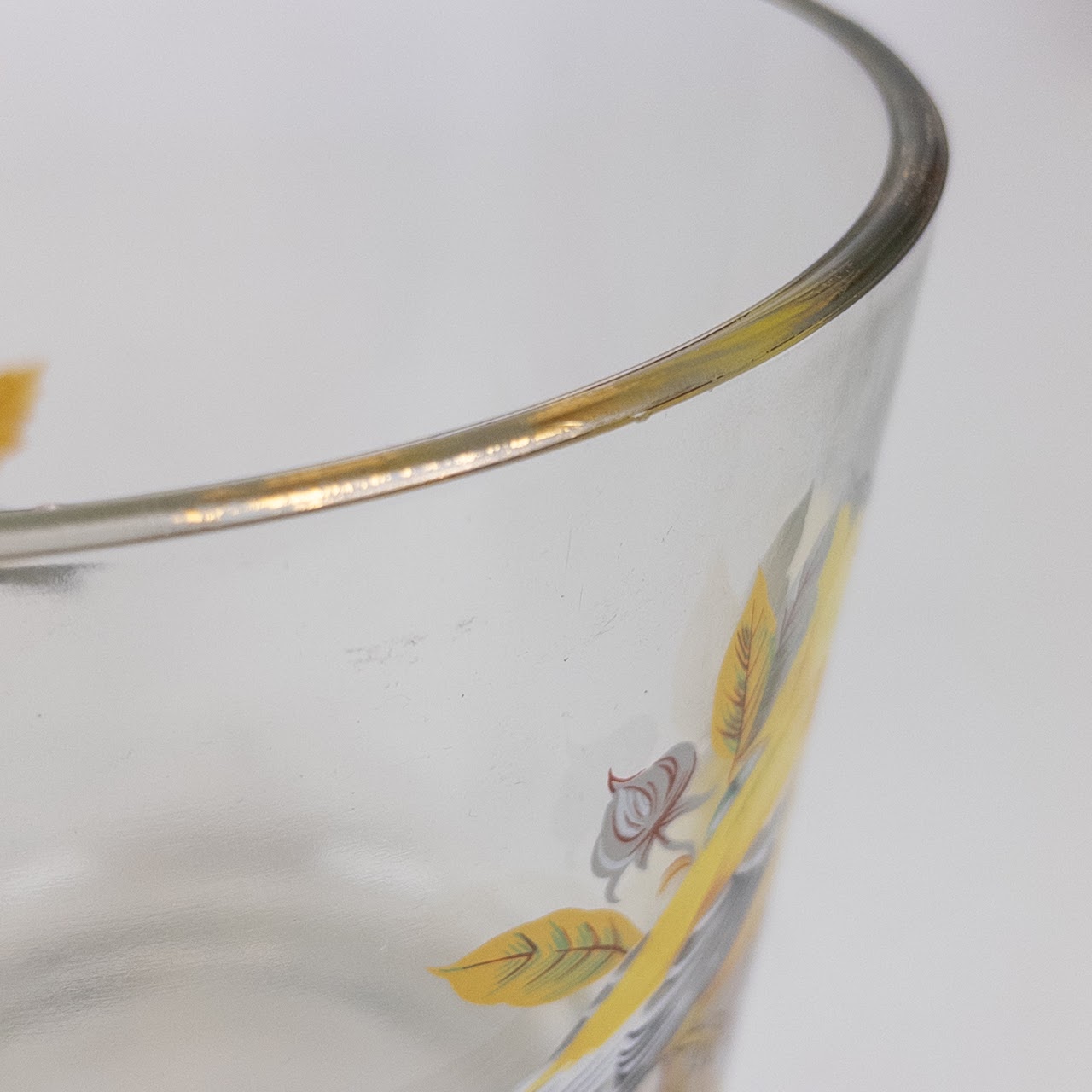 Eight Piece Vintage Bird Motif Tumbler Set & Ice Bucket