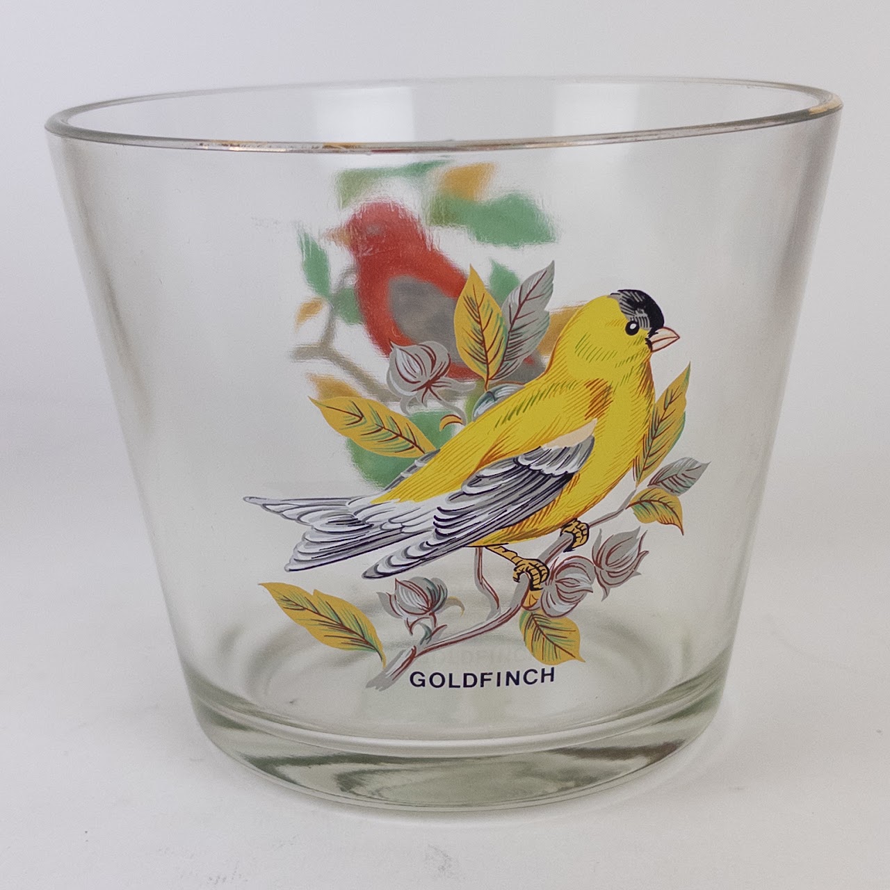 Eight Piece Vintage Bird Motif Tumbler Set & Ice Bucket