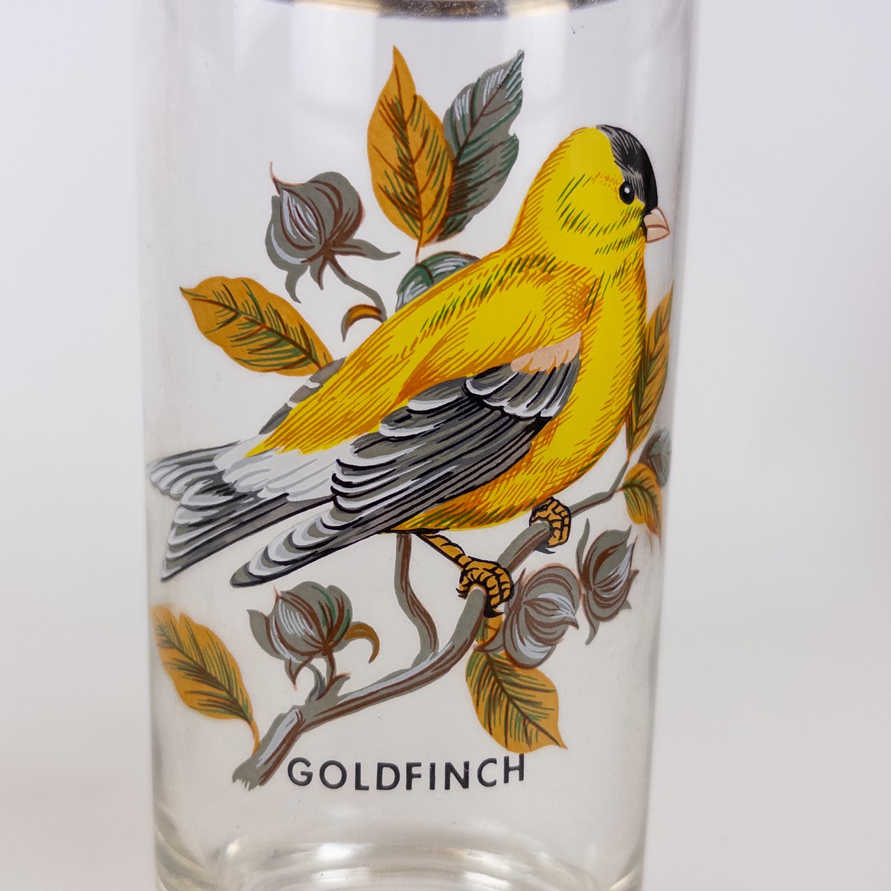 Eight Piece Vintage Bird Motif Tumbler Set & Ice Bucket