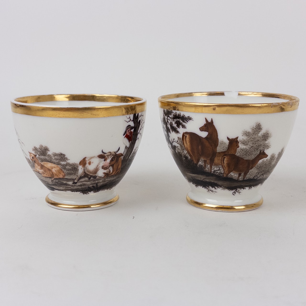 Fine Porcelain Hunting Scene Coffee Serving Lot and Bowl