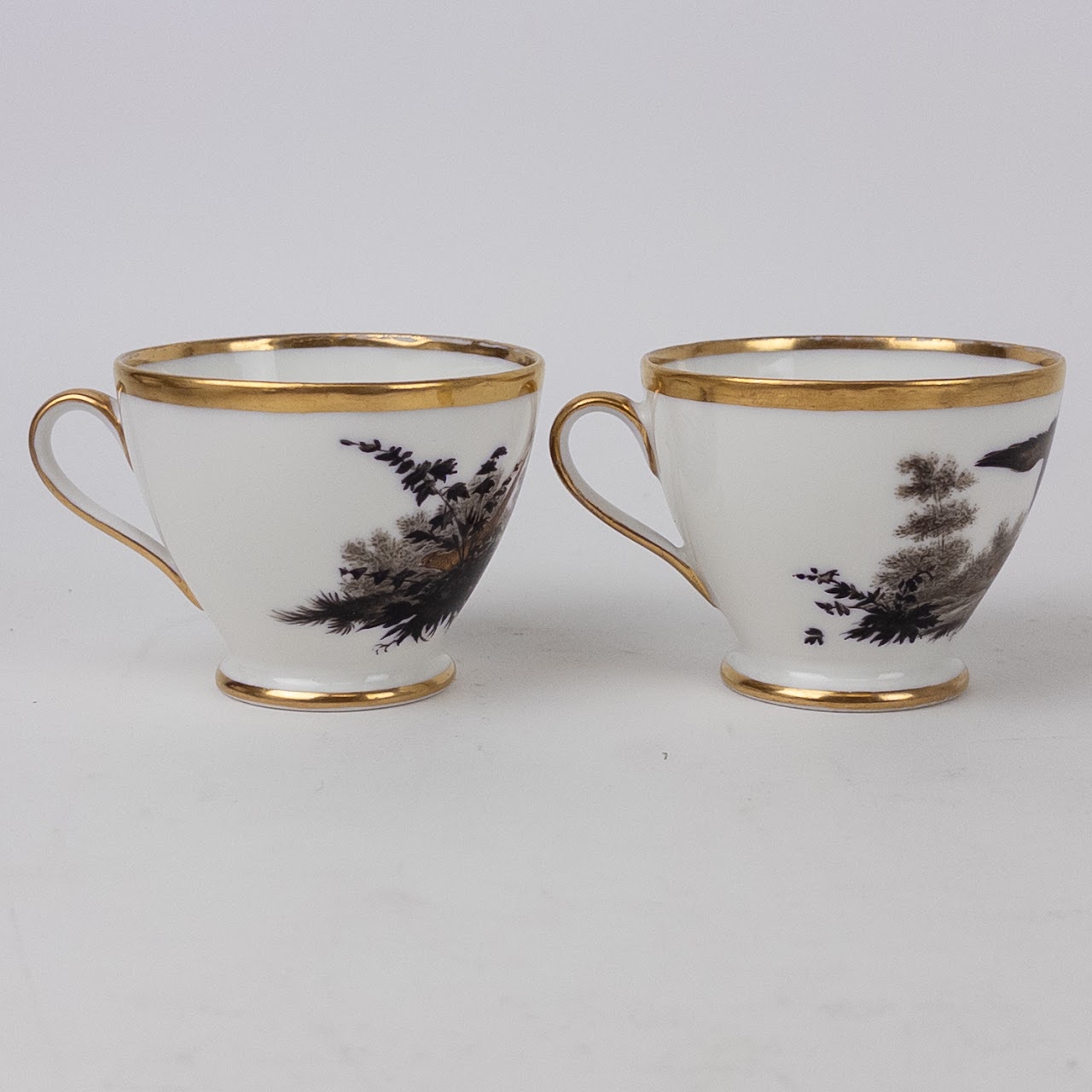 Fine Porcelain Hunting Scene Coffee Serving Lot and Bowl