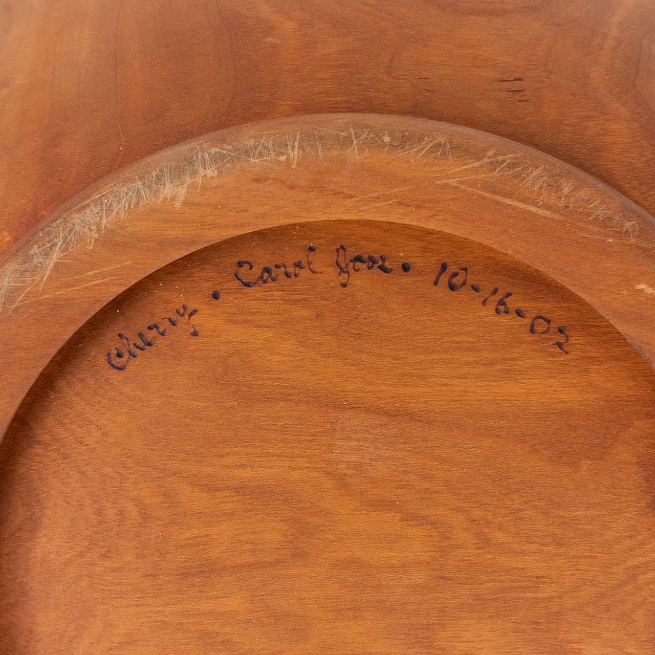 Carol Joos Hand Signed Cherry Wood Bowl