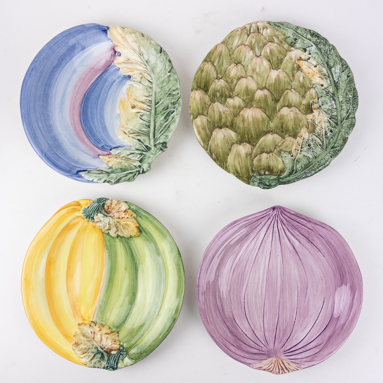 Horchow Set of 12 Garden Themes Majolica Salad Plates