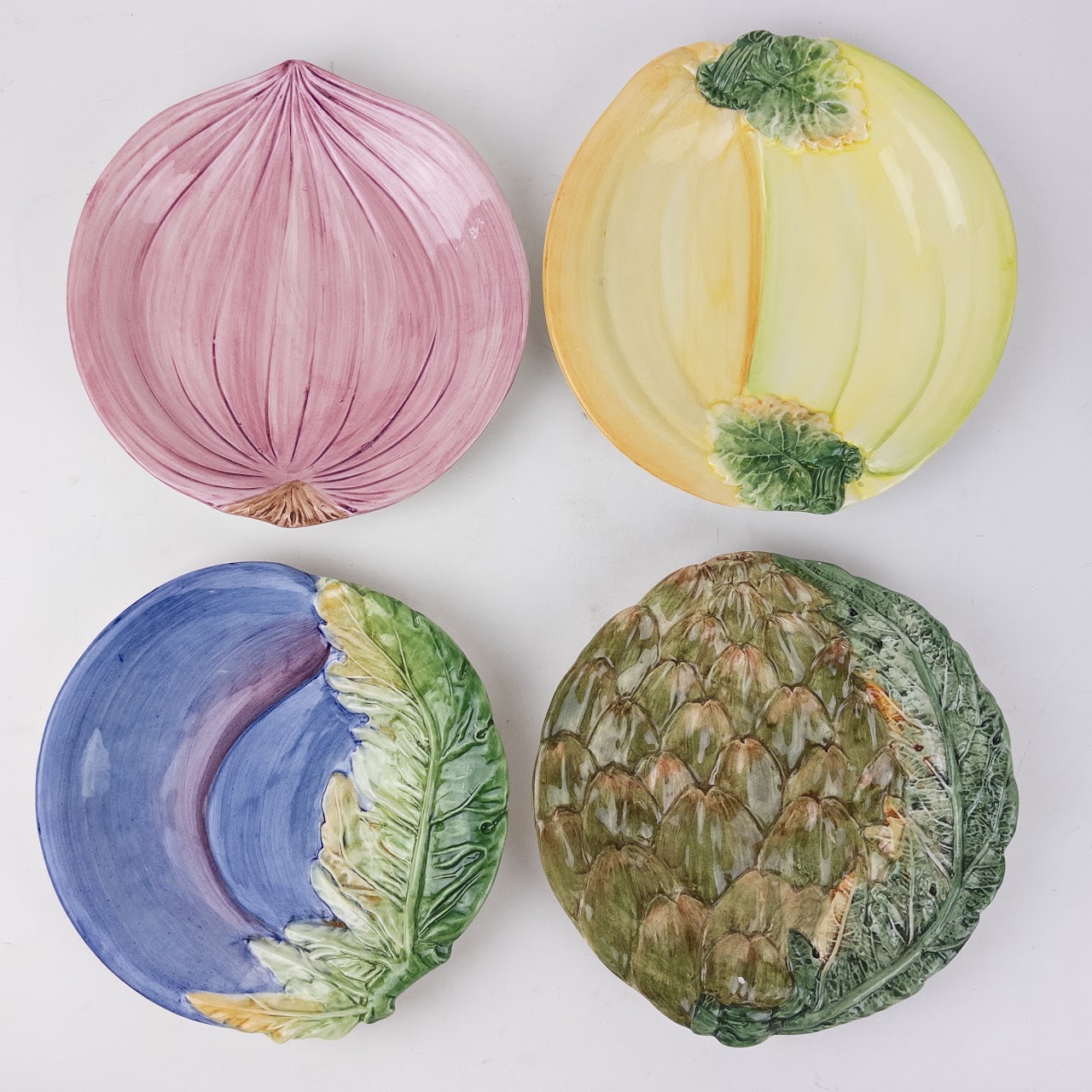 Horchow Set of 12 Garden Themes Majolica Salad Plates