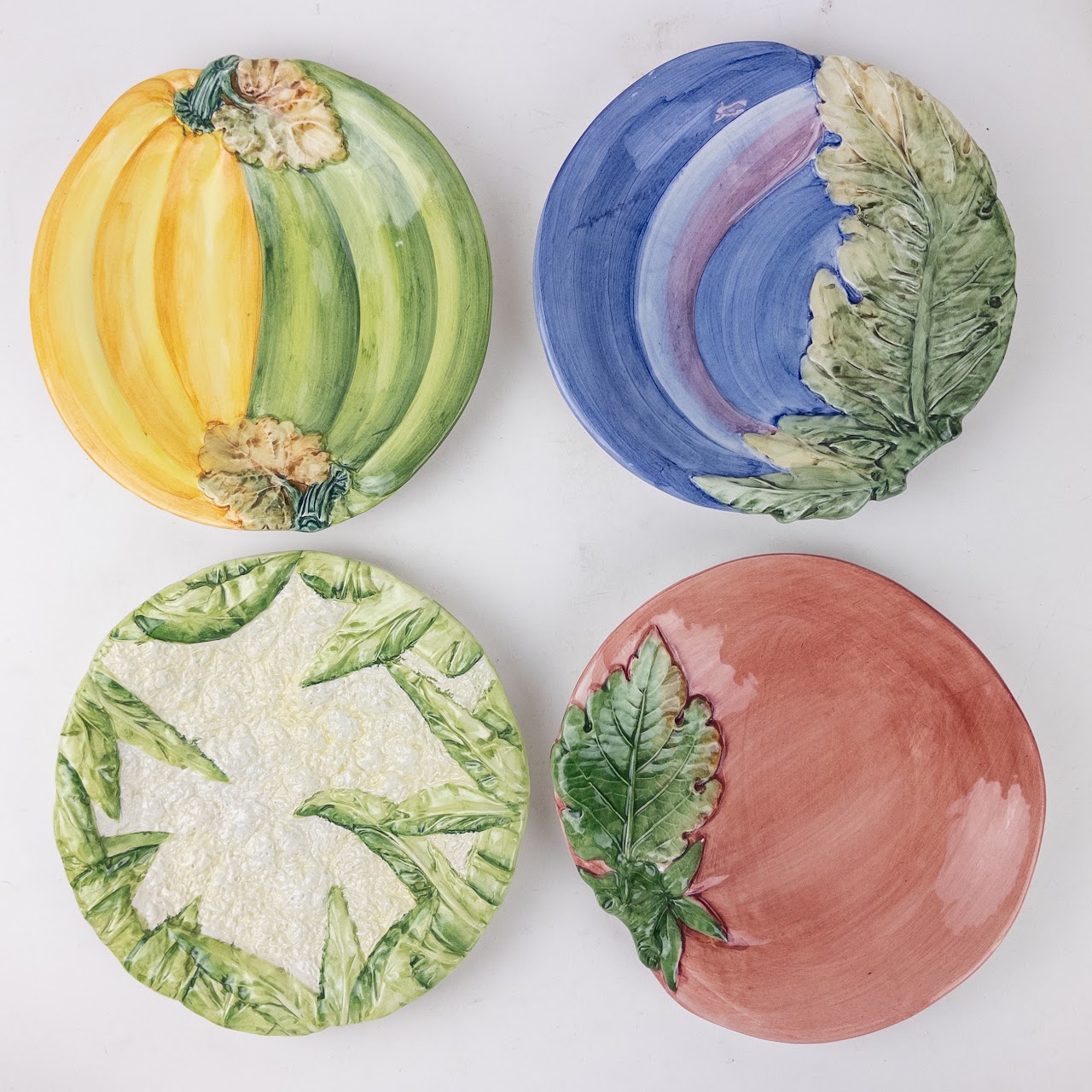 Horchow Set of 12 Garden Themes Majolica Salad Plates