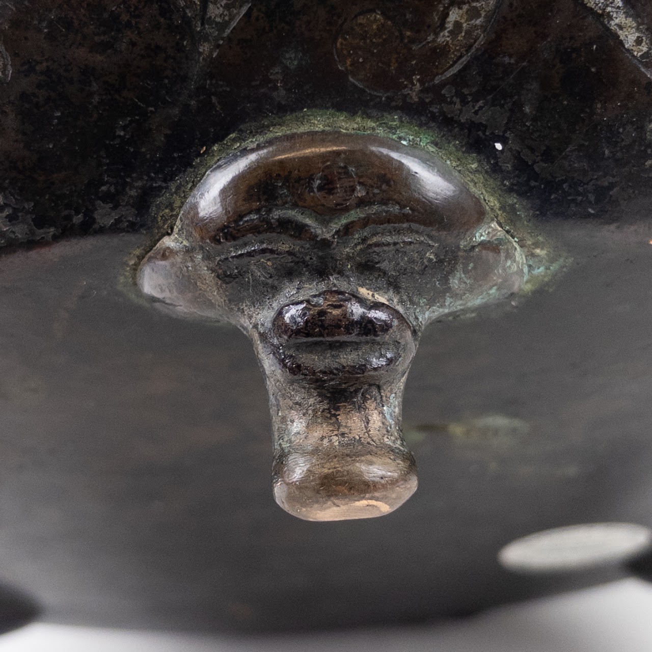 Hand Hammered Chinese Bowl with Silvered Dragons