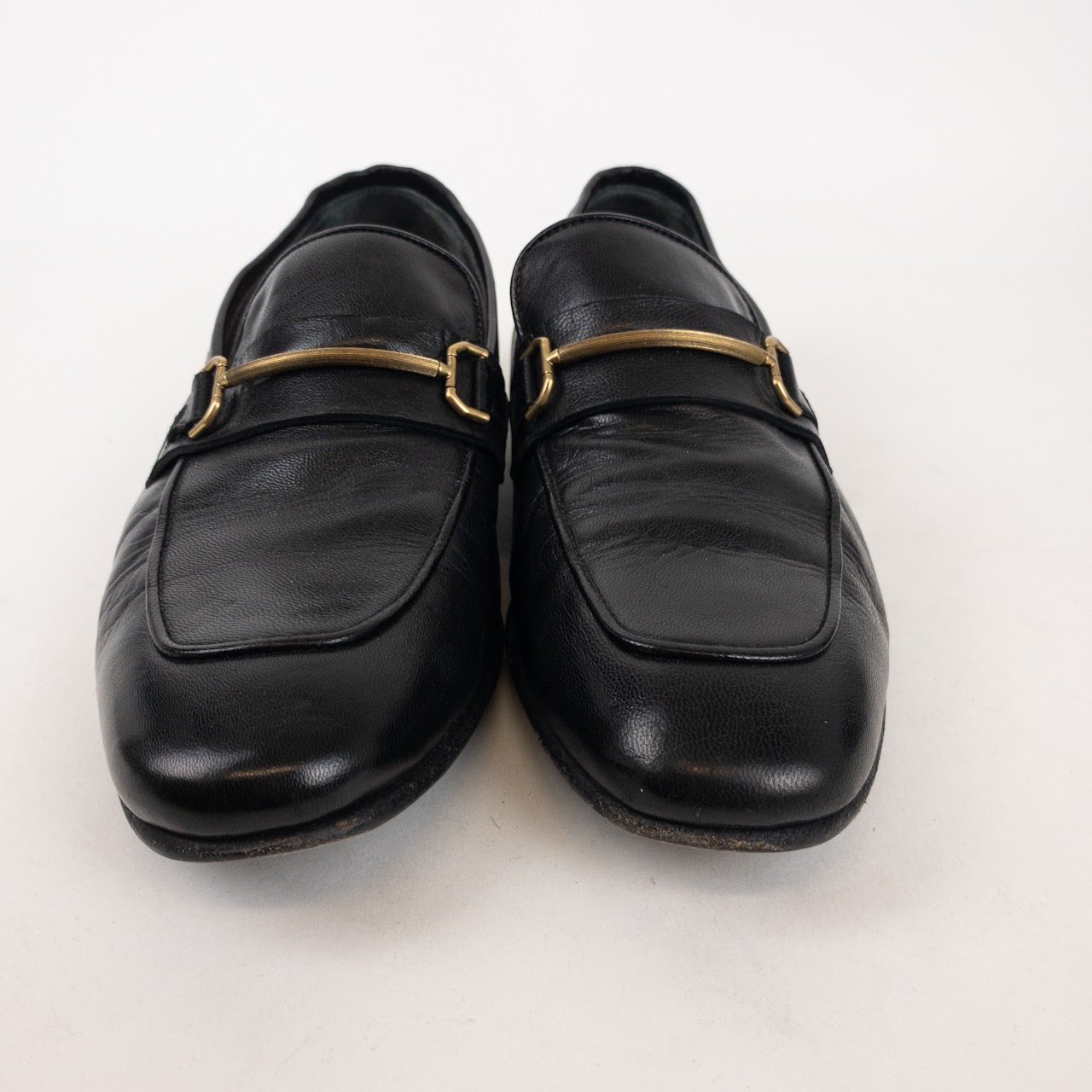 Dunhill Black Leather Horsebit Loafers