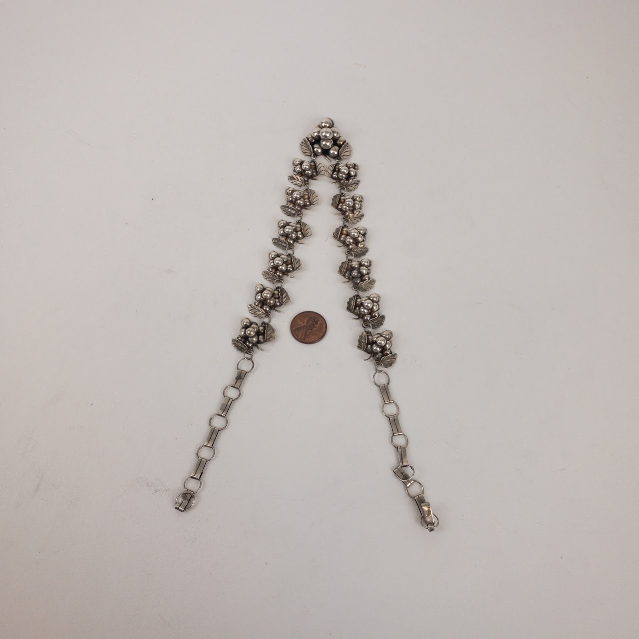 Diaz Santoyo 1940s Mexican Sterling Silver Grape Bunch Necklace