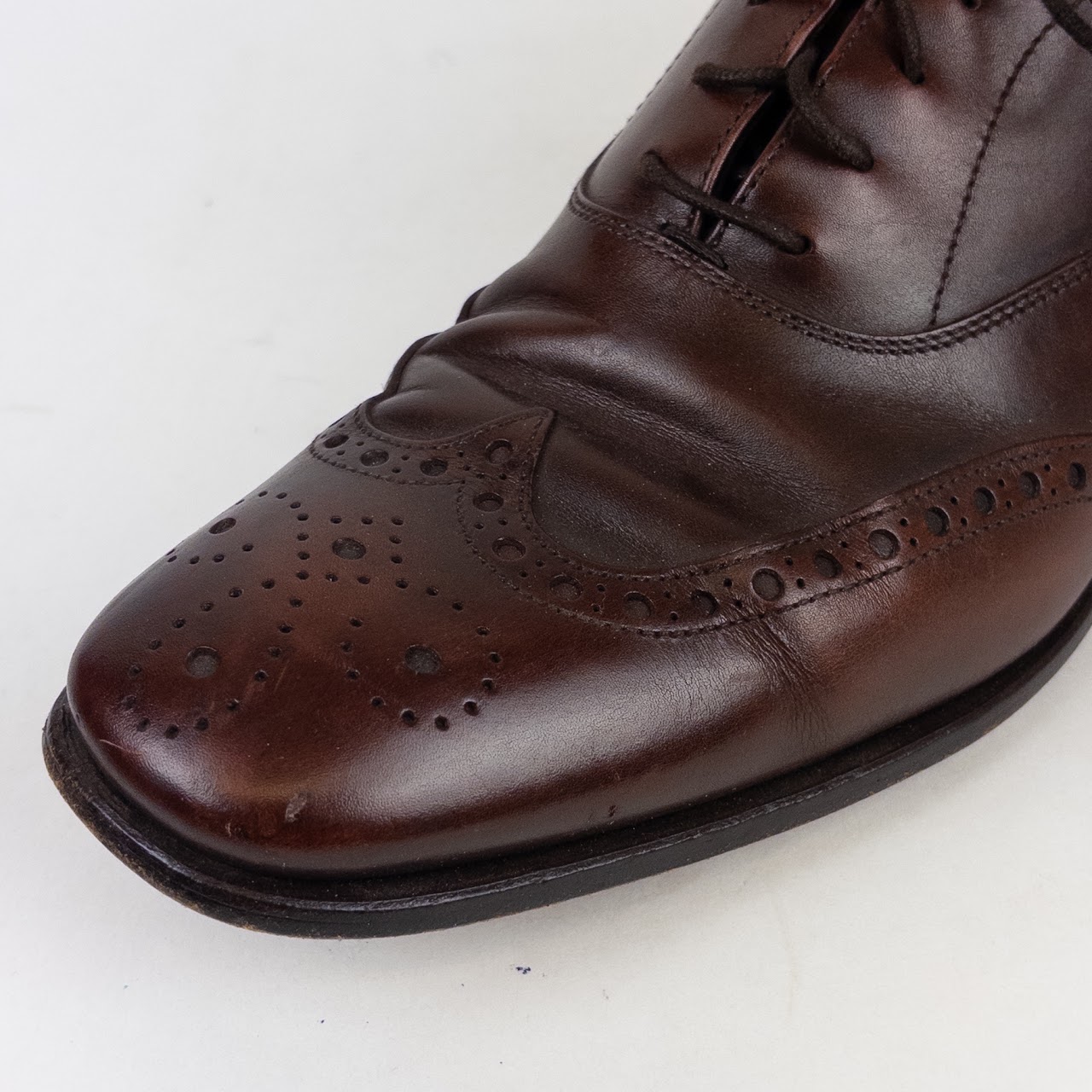 Prada Brown Leather Wingtip Shoes