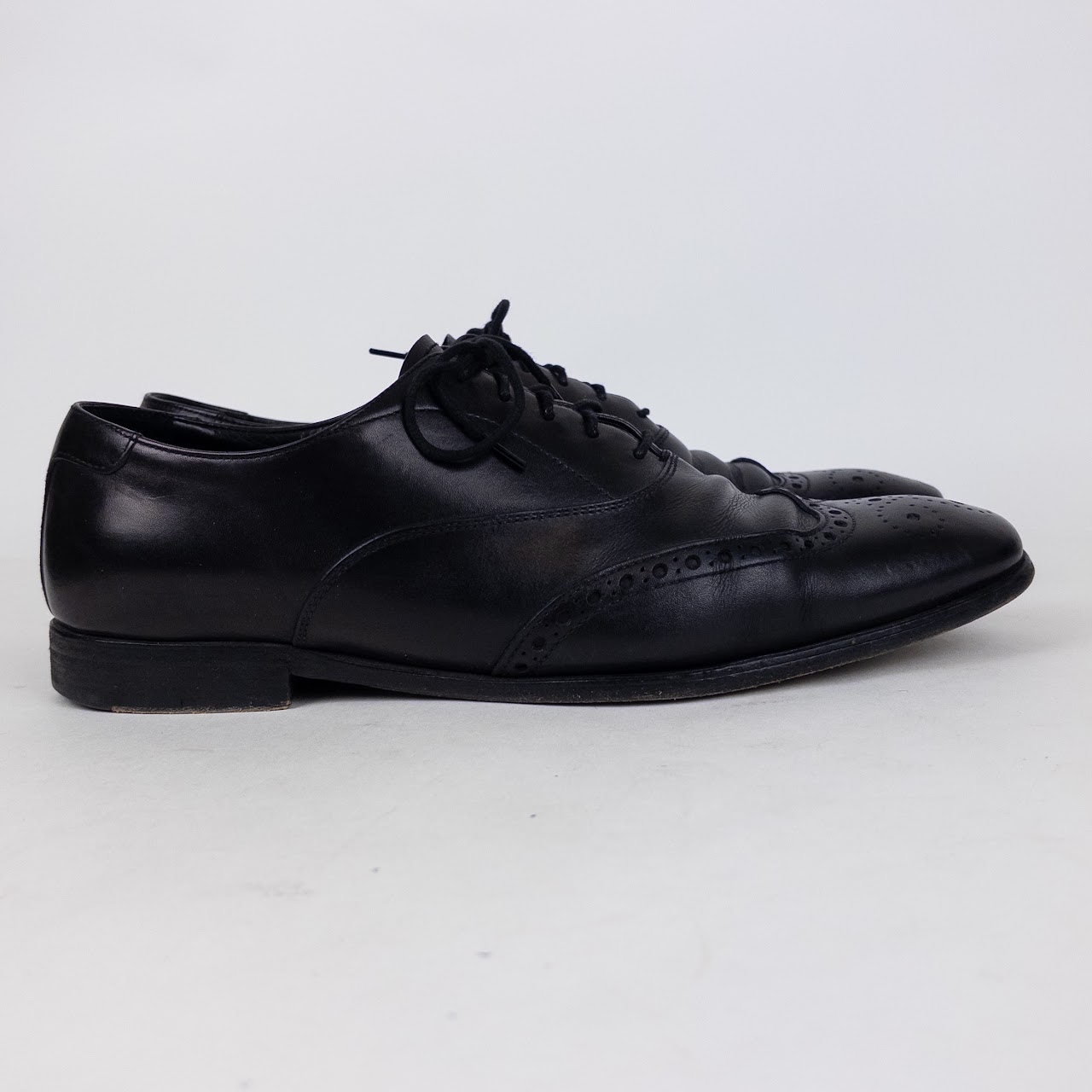 Prada Black Leather Wingtip Shoes