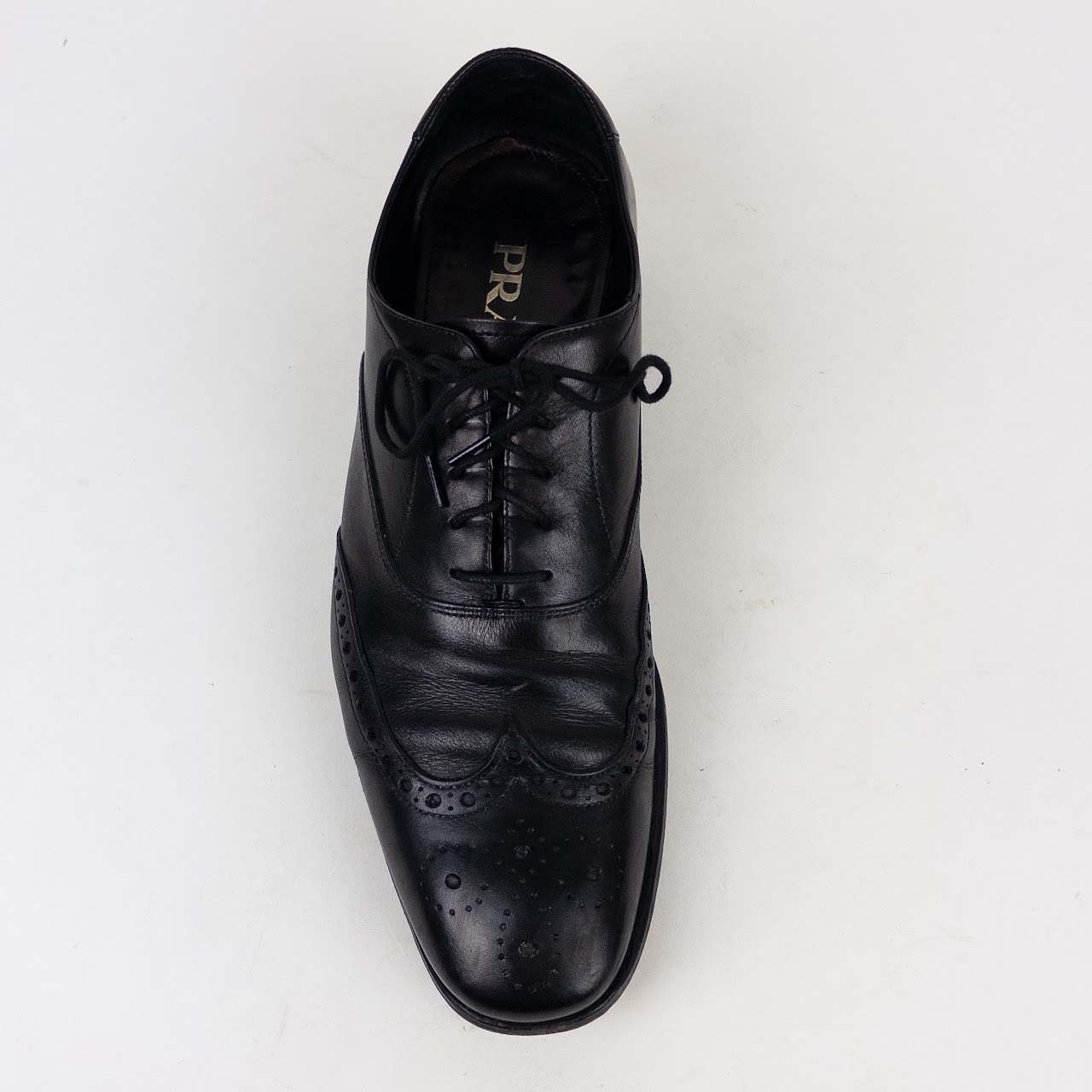Prada Black Leather Wingtip Shoes