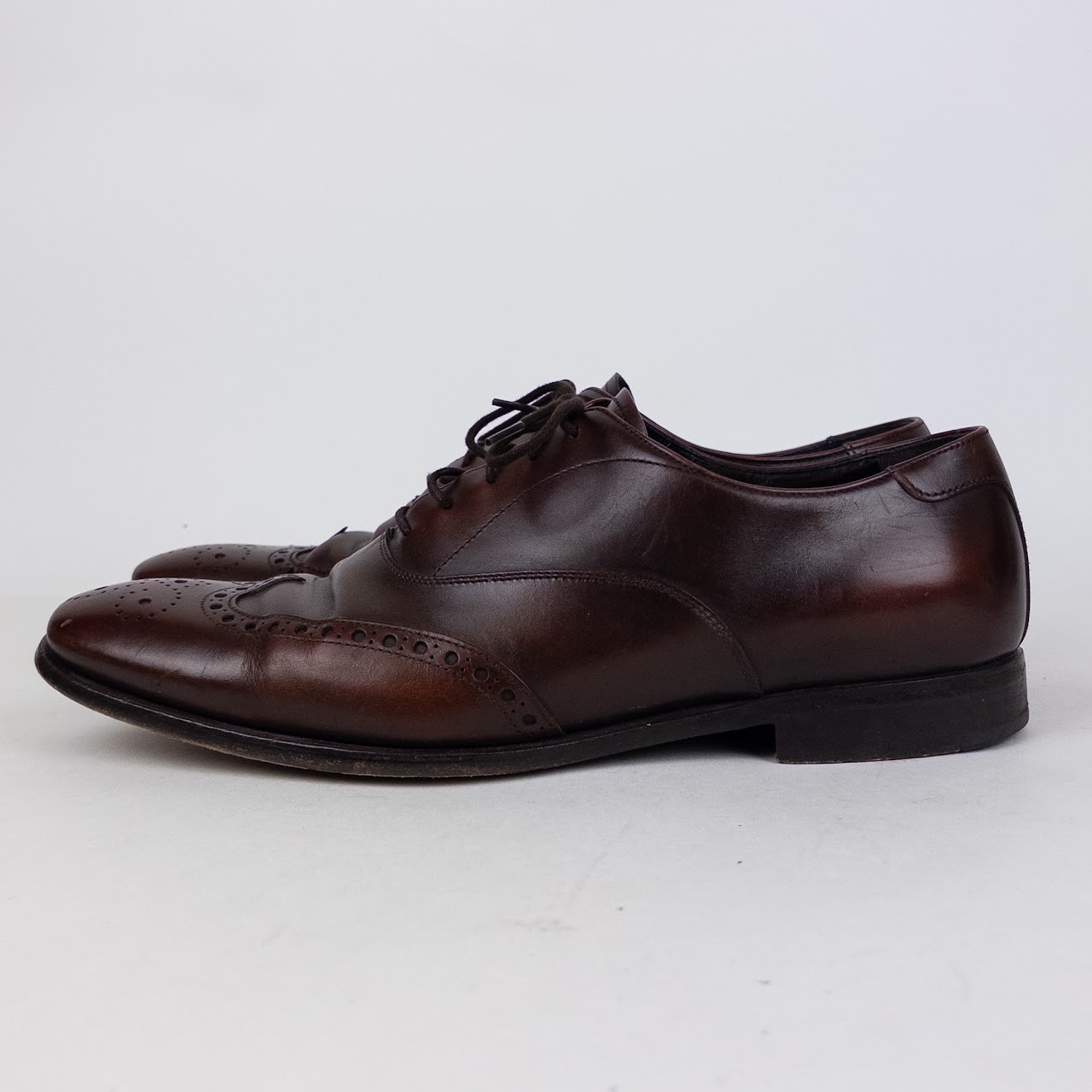 Prada Brown Leather Wingtip Shoes