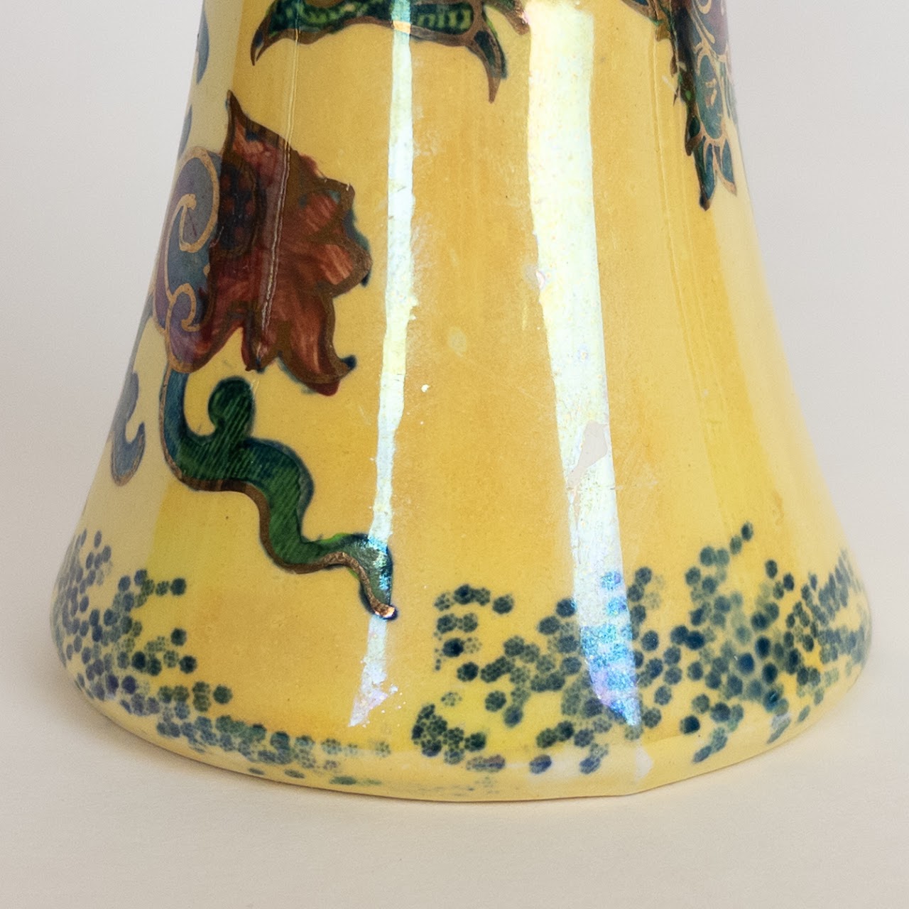 Bursley Ware England Dragon Pattern Lusterware Vase and Candle Holder