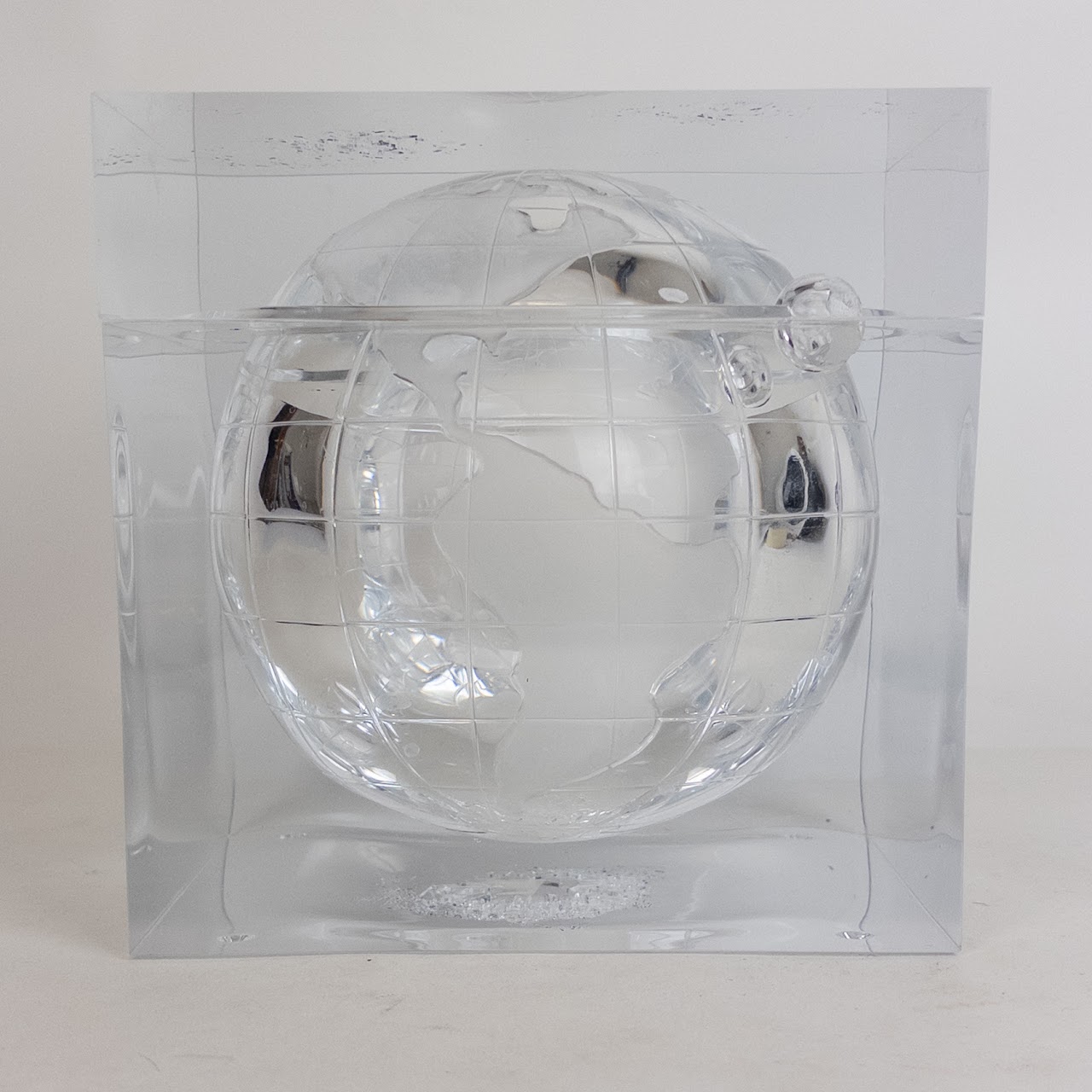 World Globe Lucite Acrylic Ice Bucket By Alessandro Albrizzi