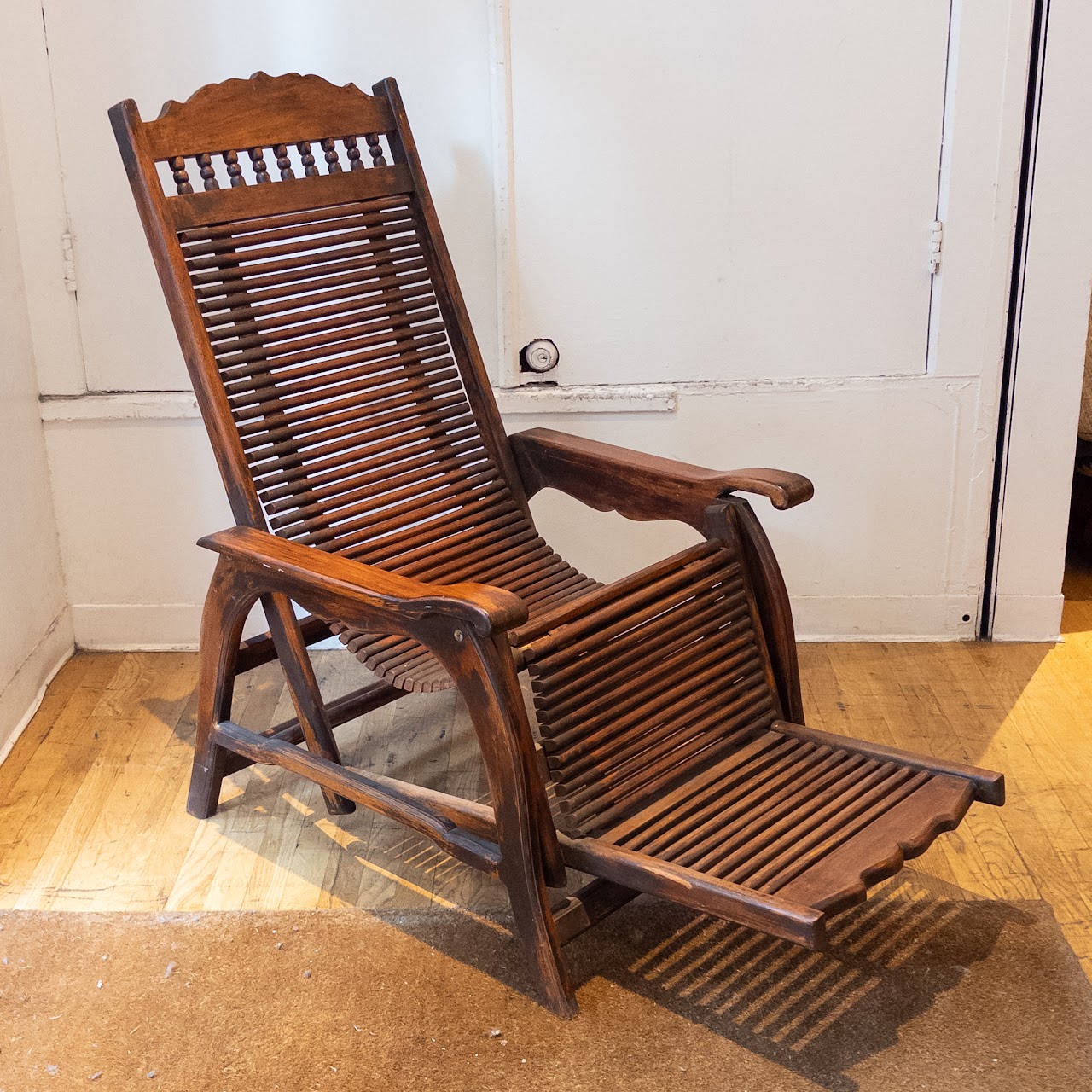 Vintage Mahogany Chaise Lounge Chair in the Style of Andre Arbus