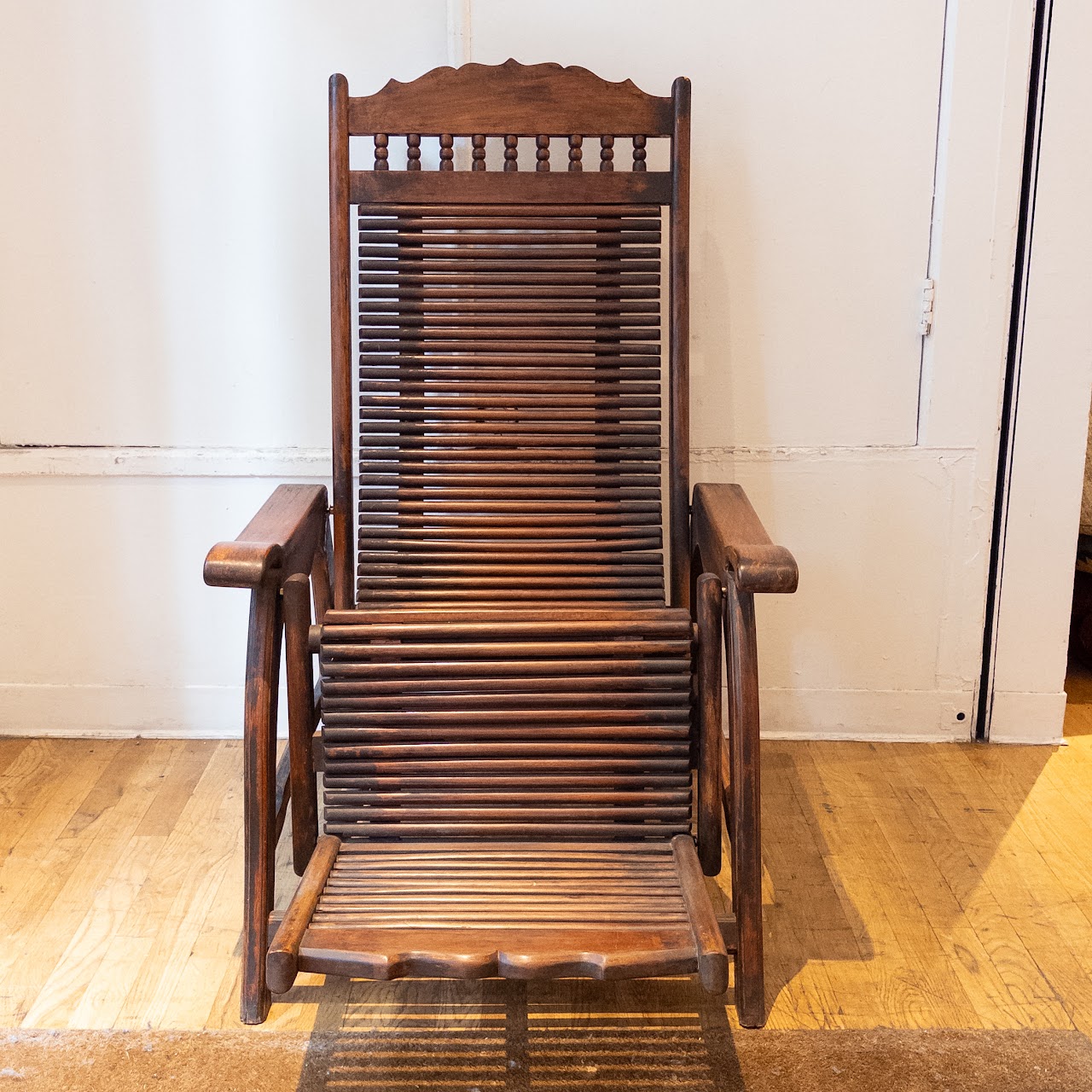 Vintage Mahogany Chaise Lounge Chair in the Style of Andre Arbus