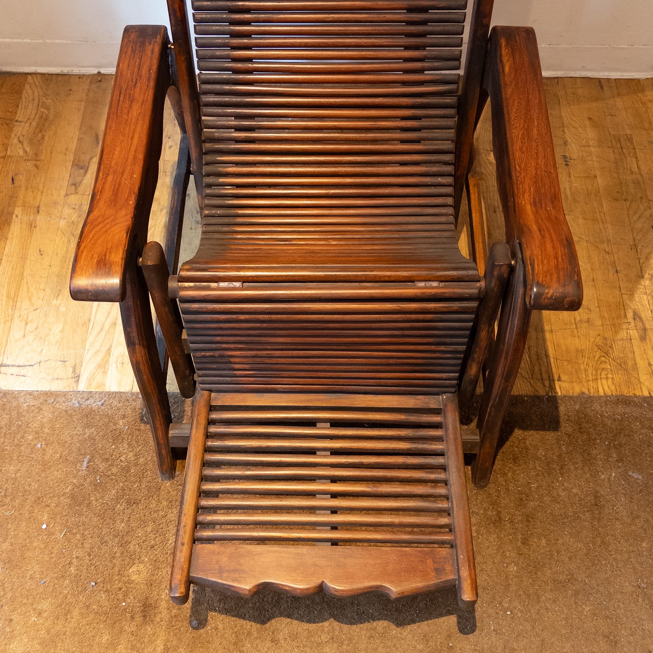 Vintage Mahogany Chaise Lounge Chair in the Style of Andre Arbus