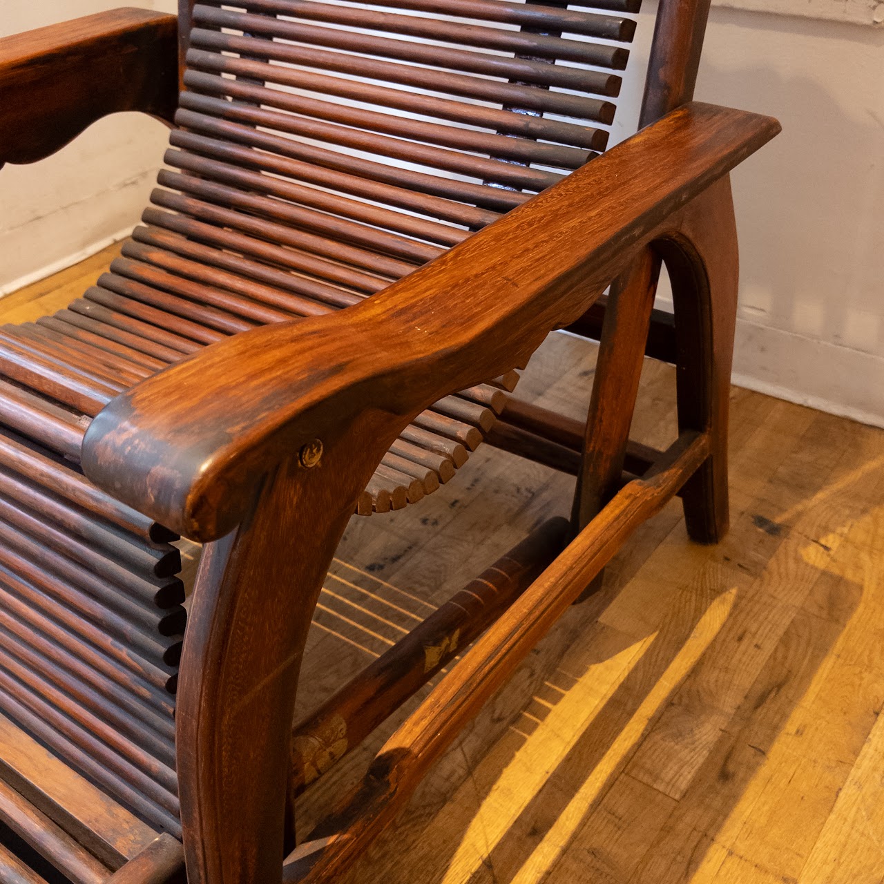 Vintage Mahogany Chaise Lounge Chair in the Style of Andre Arbus