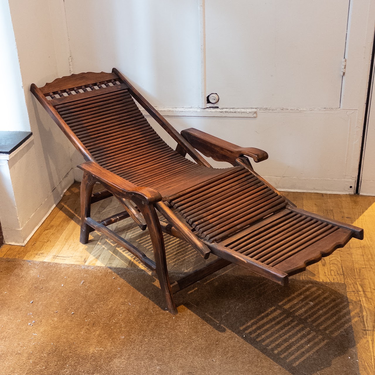 Vintage Mahogany Chaise Lounge Chair in the Style of Andre Arbus