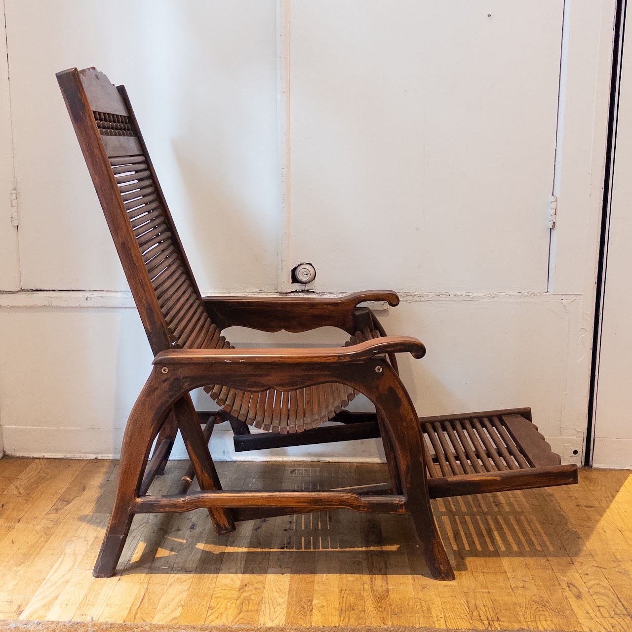 Vintage Mahogany Chaise Lounge Chair in the Style of Andre Arbus