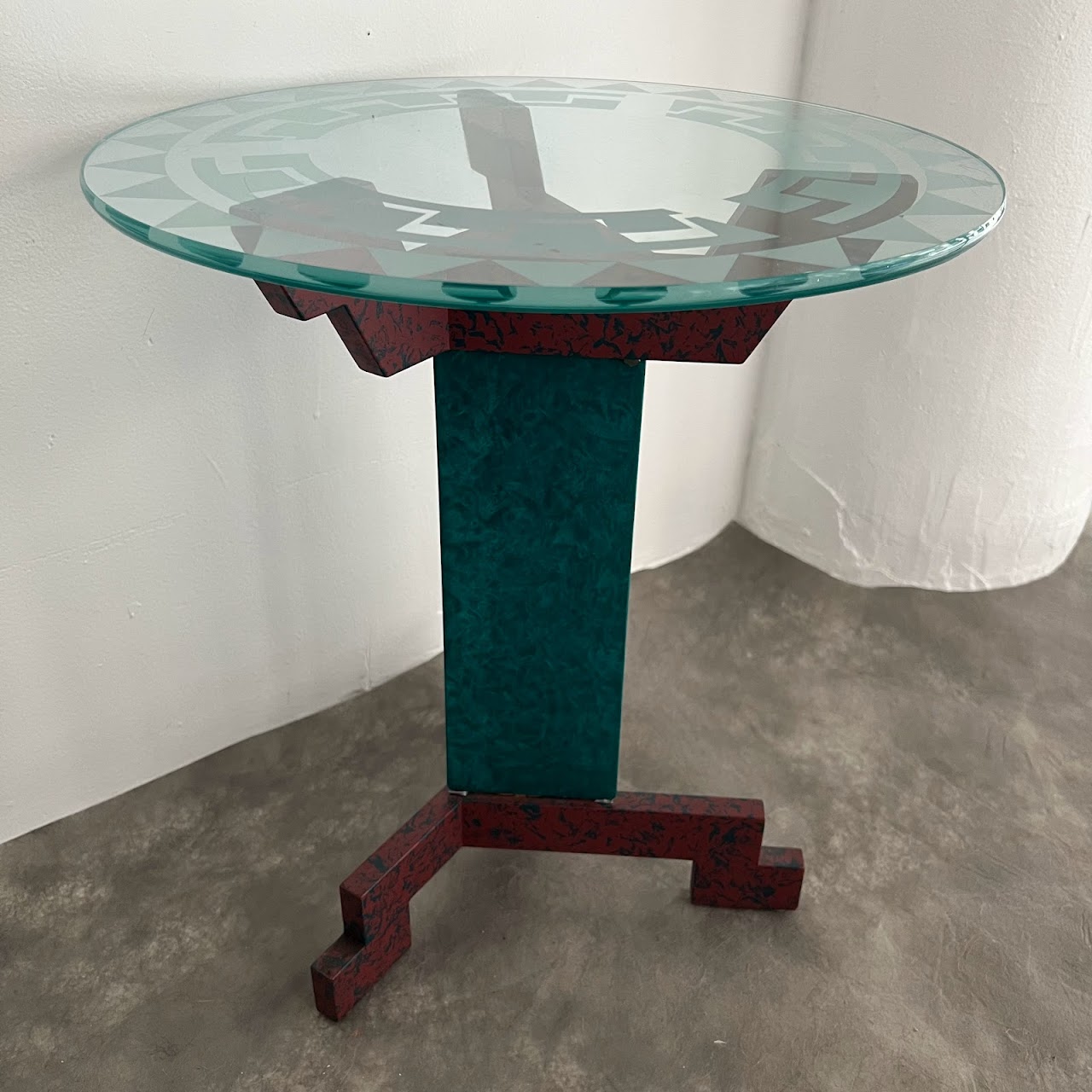 Memphis Inspired Glass Top Accent Table