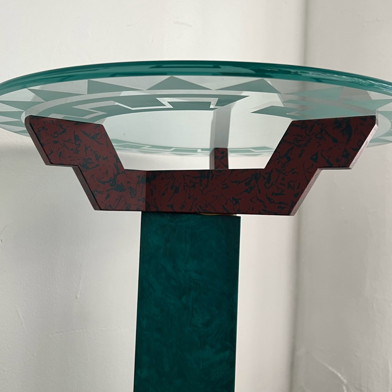 Memphis Inspired Glass Top Accent Table