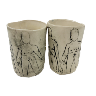 Hand Made Pottery Water Cup Pair