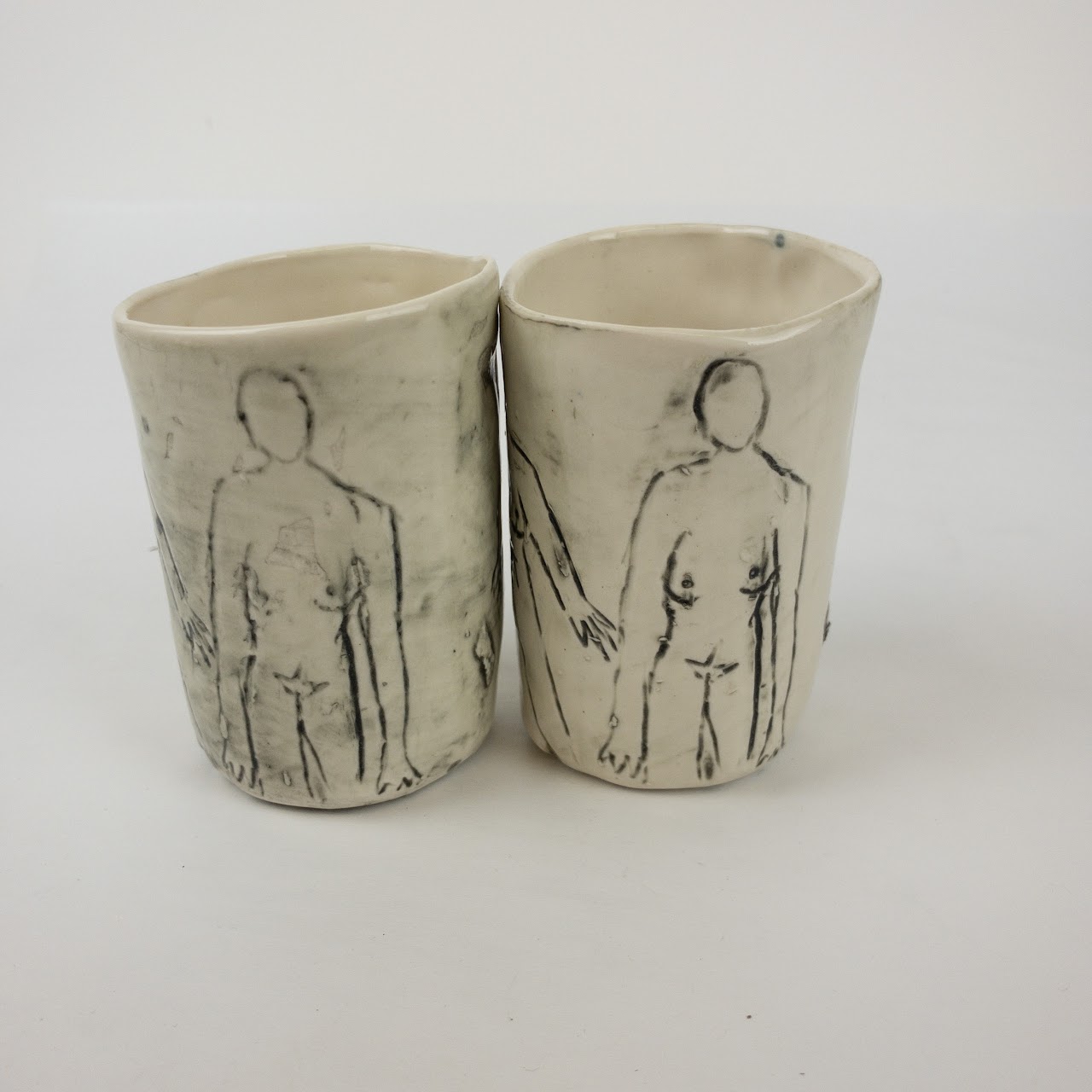 Hand Made Pottery Water Cup Pair