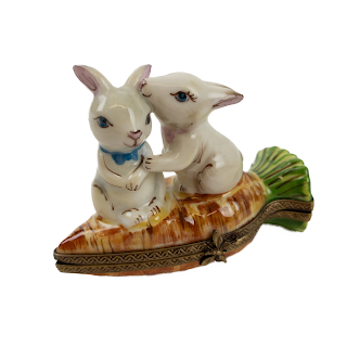 Rochard Peint Main Limoges Miniature Bunny Trinket Box