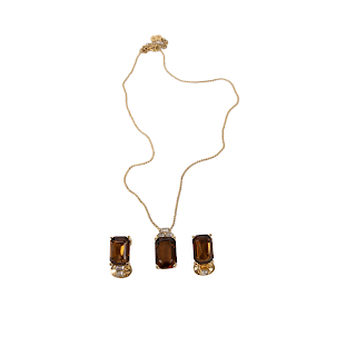 Christian Dior Pendant Necklace & Clip Earring Set