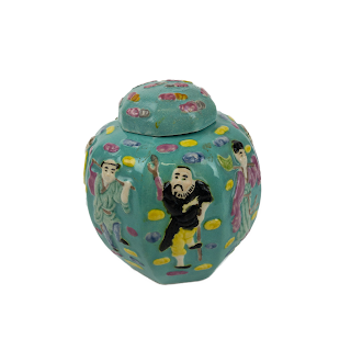 Dancing Chinese Characters On Small Lidded Jar