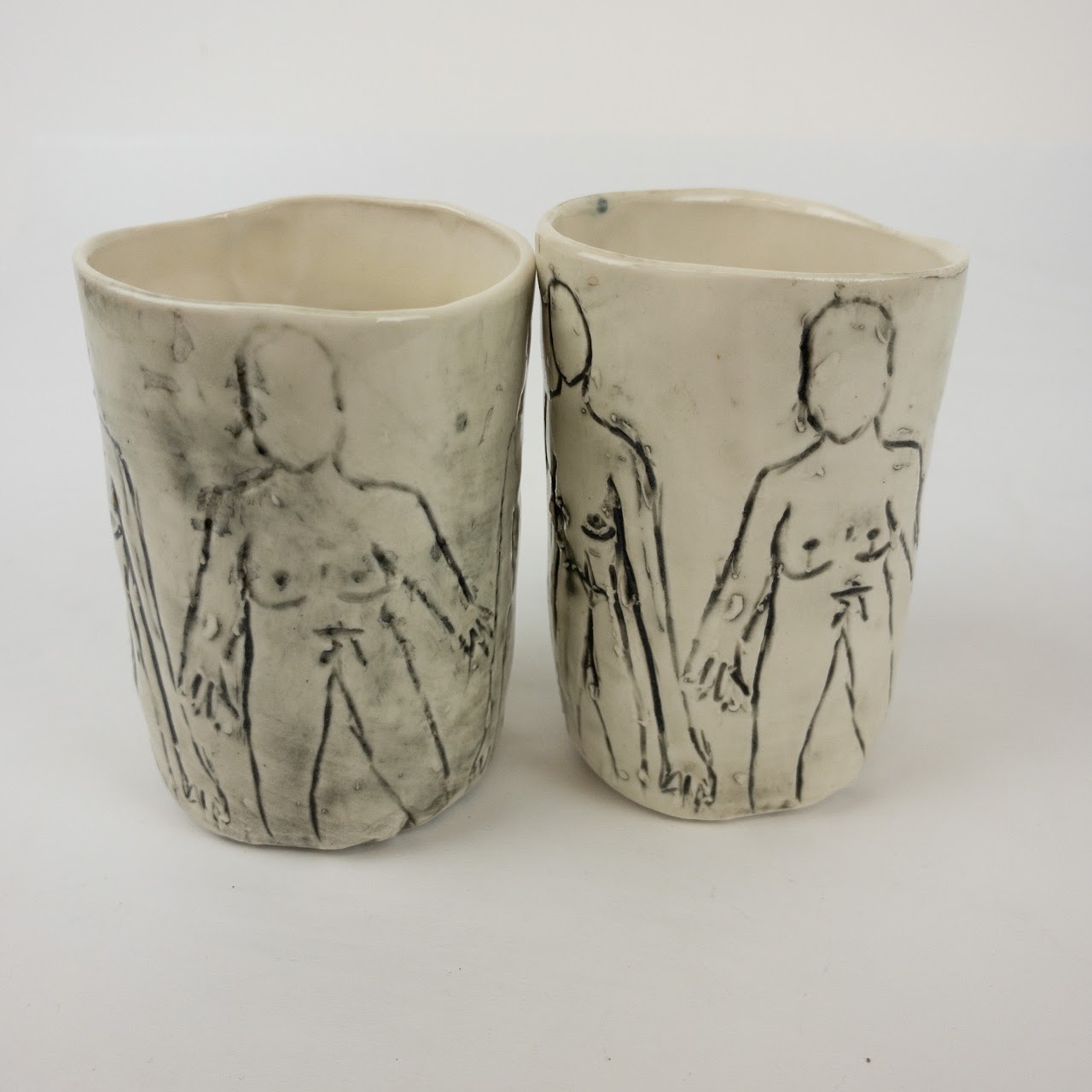 Hand Made Pottery Water Cup Pair