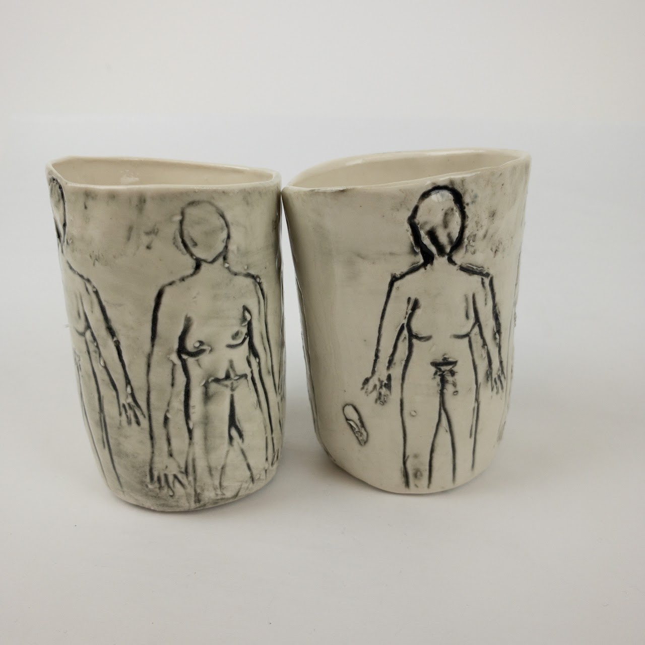 Hand Made Pottery Water Cup Pair