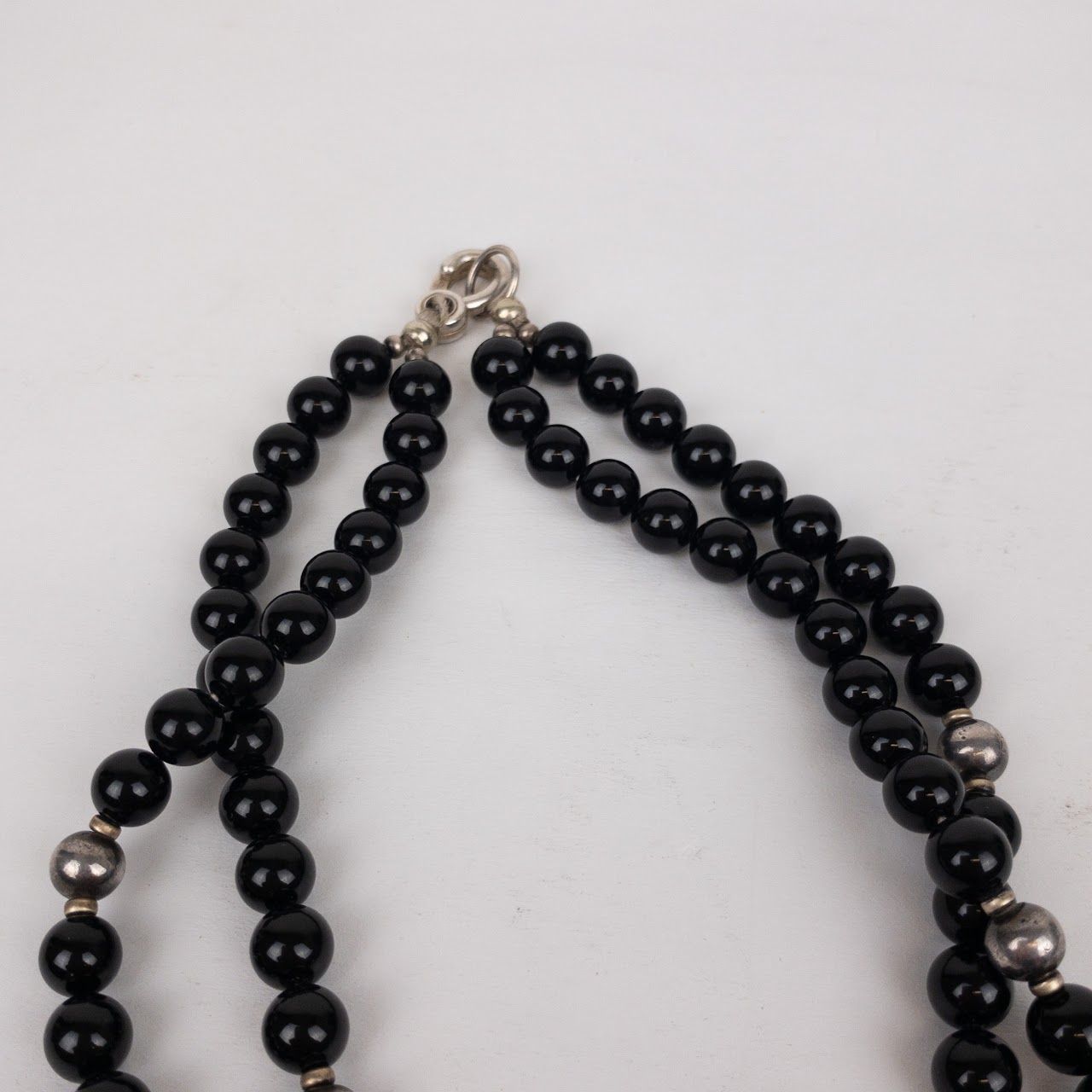 Sterling SIlver & Onyx Double Strand Necklace