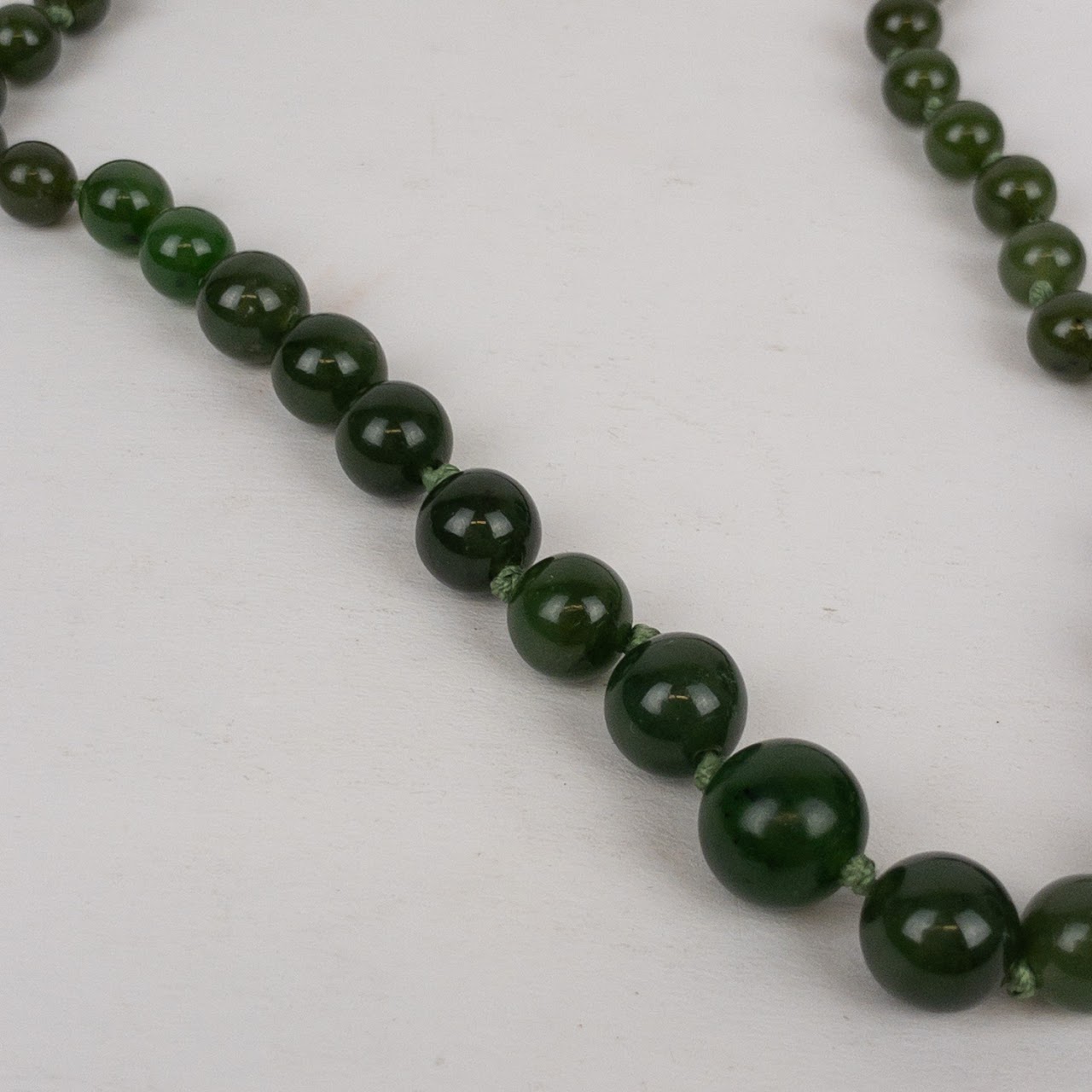 14K Gold & Jade Graduated Strand Necklace