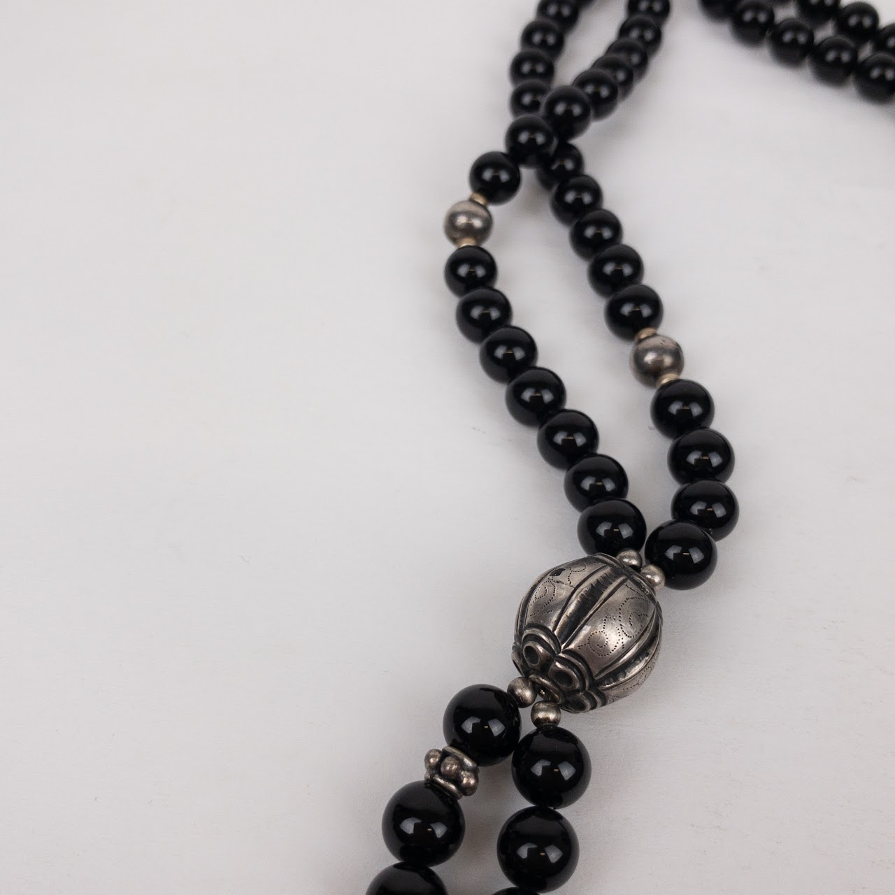 Sterling SIlver & Onyx Double Strand Necklace