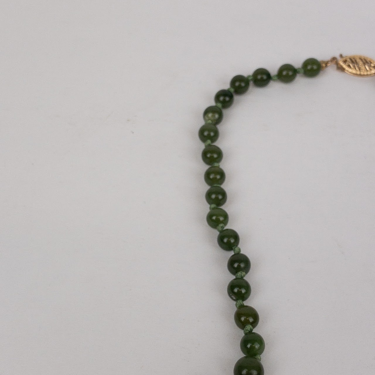 14K Gold & Jade Graduated Strand Necklace