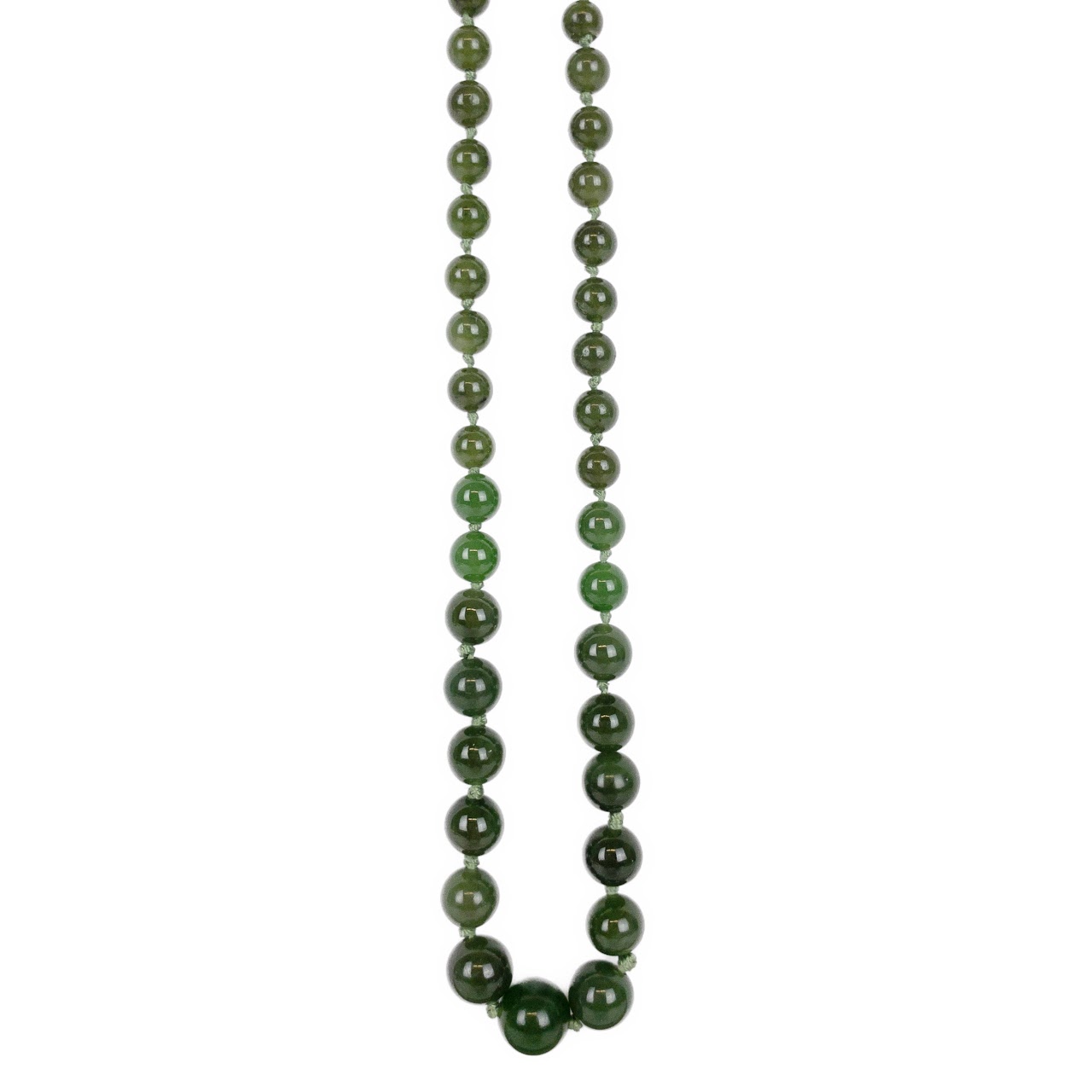 14K Gold & Jade Graduated Strand Necklace