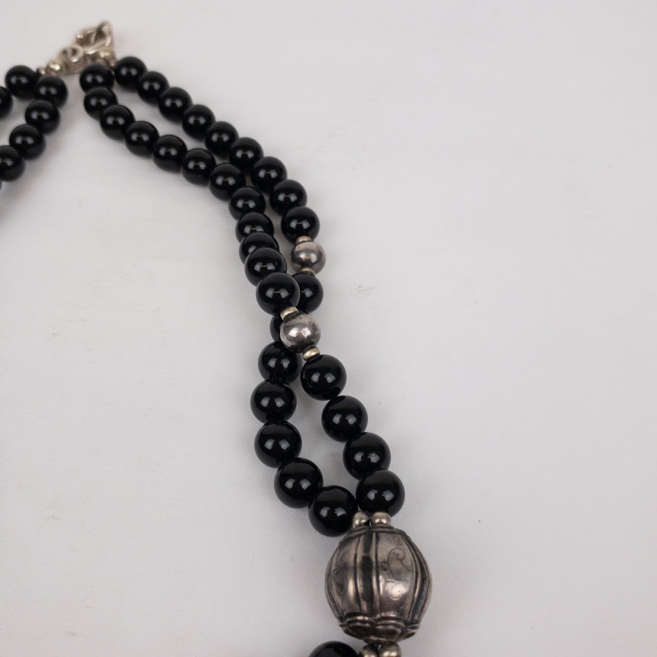 Sterling SIlver & Onyx Double Strand Necklace