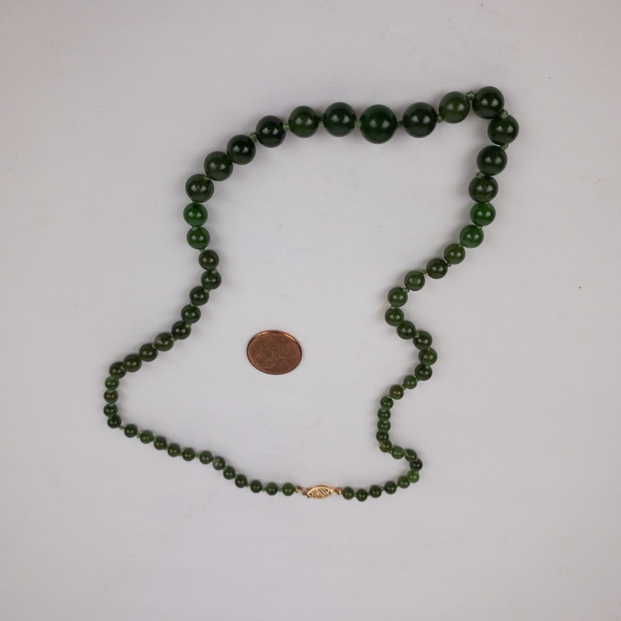 14K Gold & Jade Graduated Strand Necklace