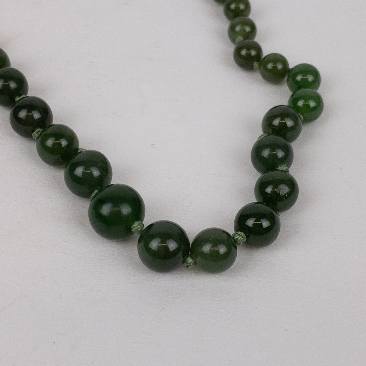 14K Gold & Jade Graduated Strand Necklace