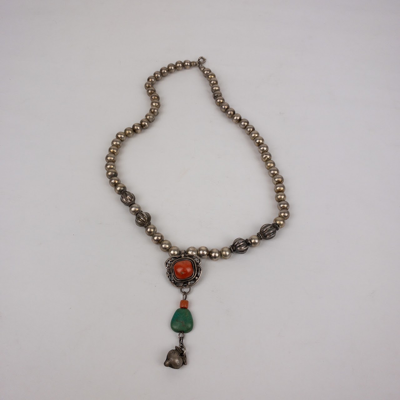 Sterling SIlver, Coral & Turquoise  Necklace